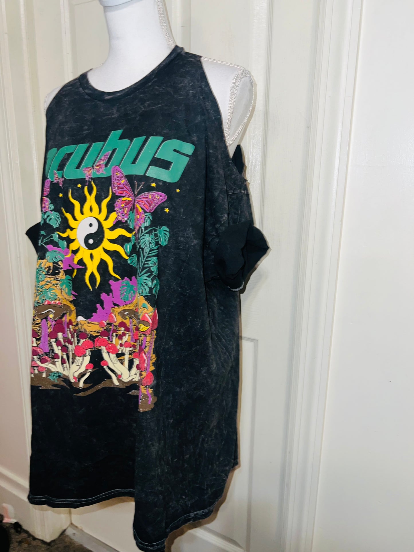 Incubus Oversized Distressed Cut Out Tee