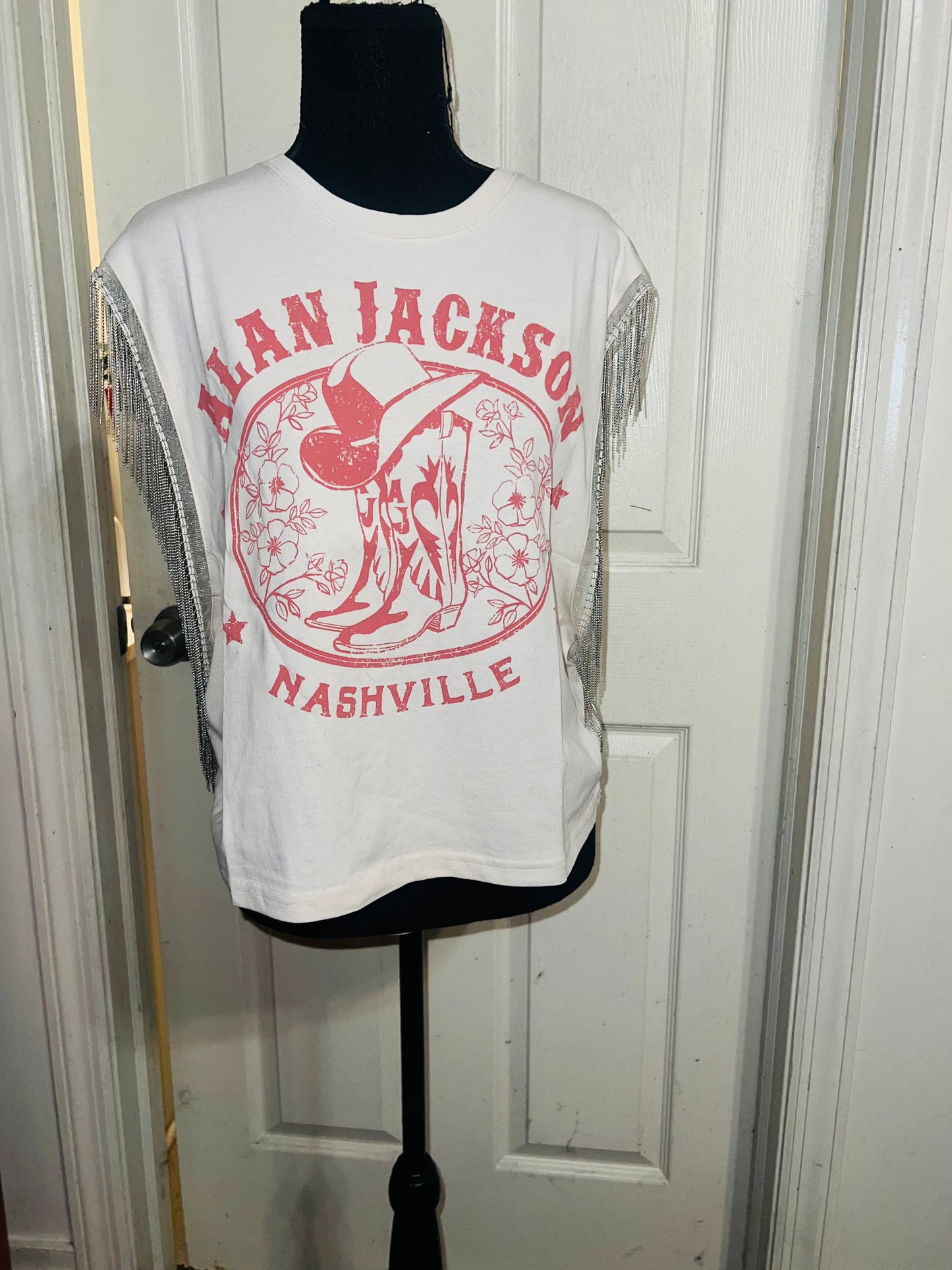 Alan Jackson Oversized Metal Fringe Muscle Tee