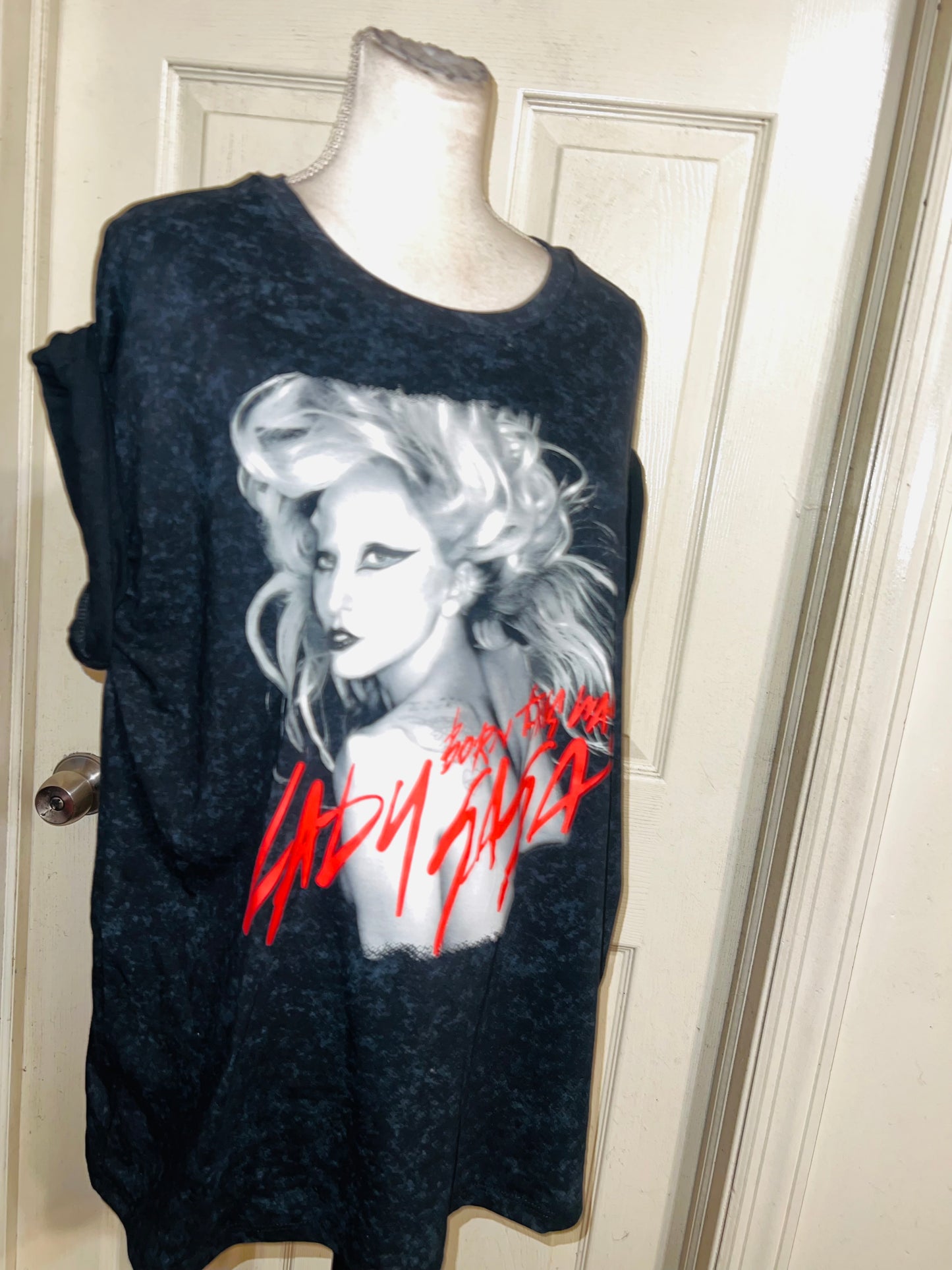 Lady Gaga Oversized Distressed Tee