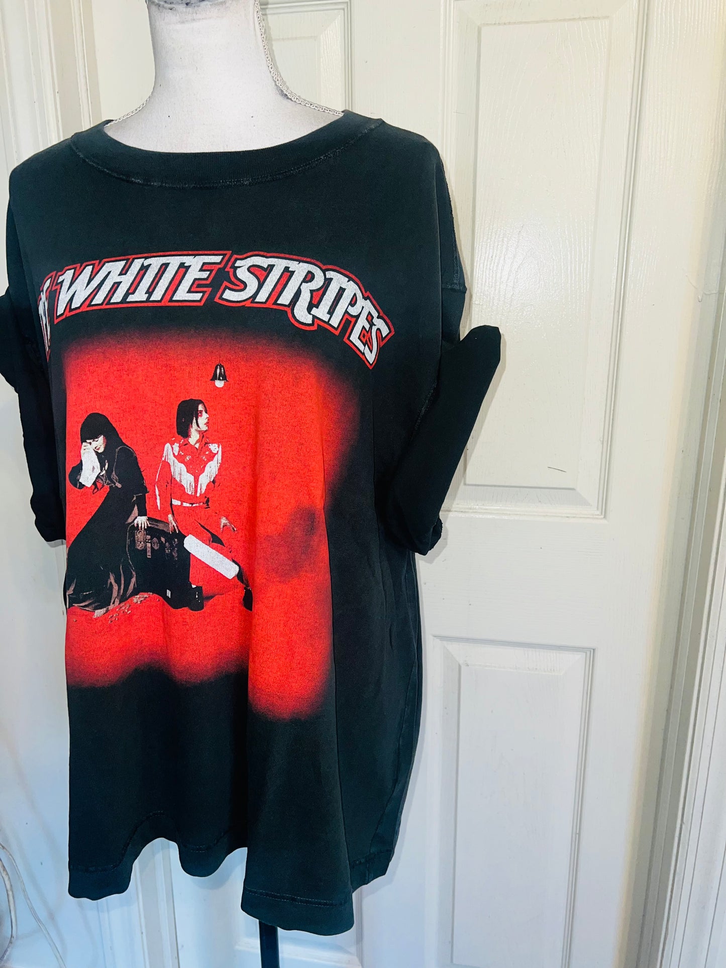 The White Stripes Double Sided Oversized Distressed Tee