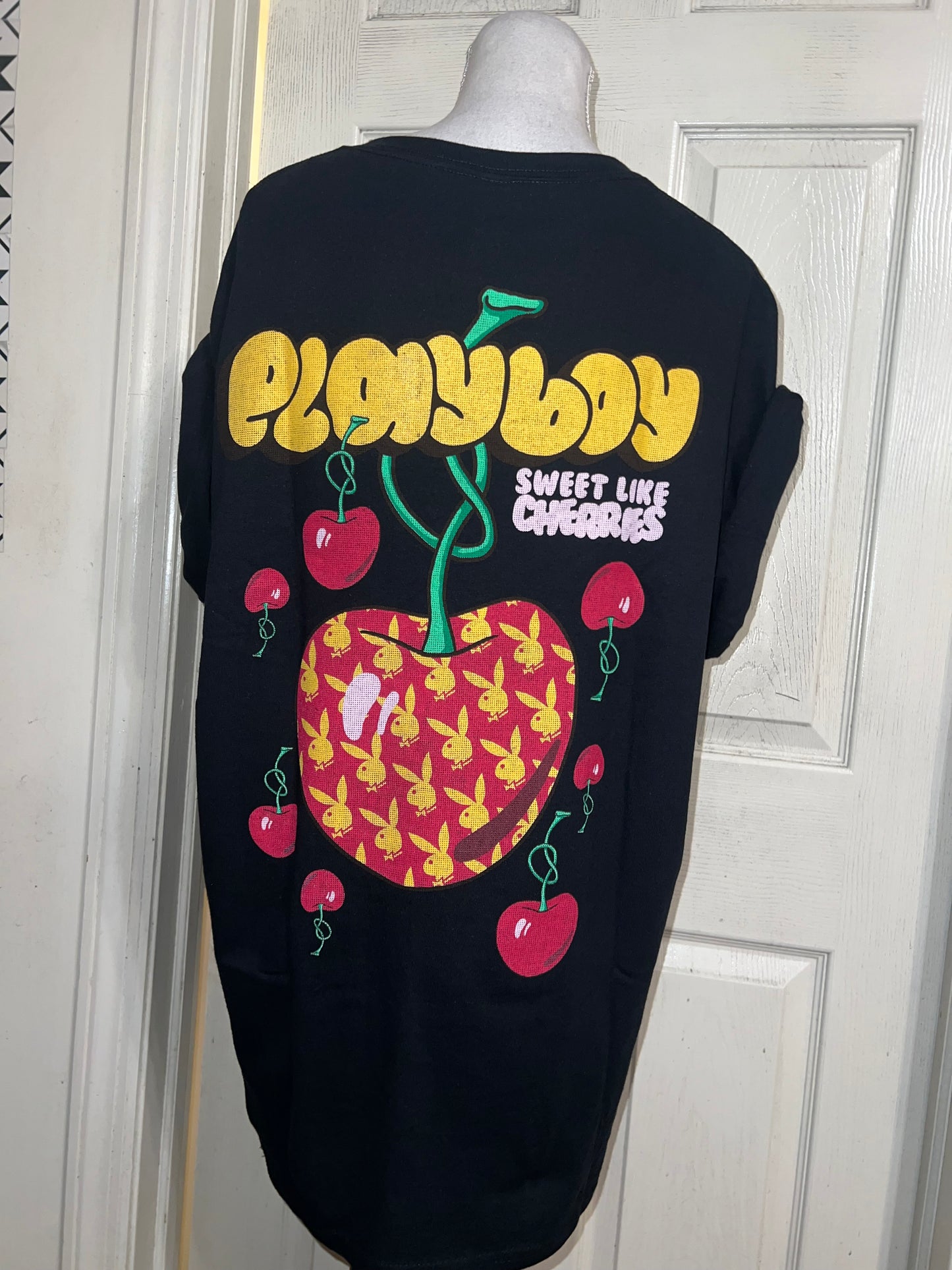 Playboy Cherry Double Sided Oversized Distressed Tee