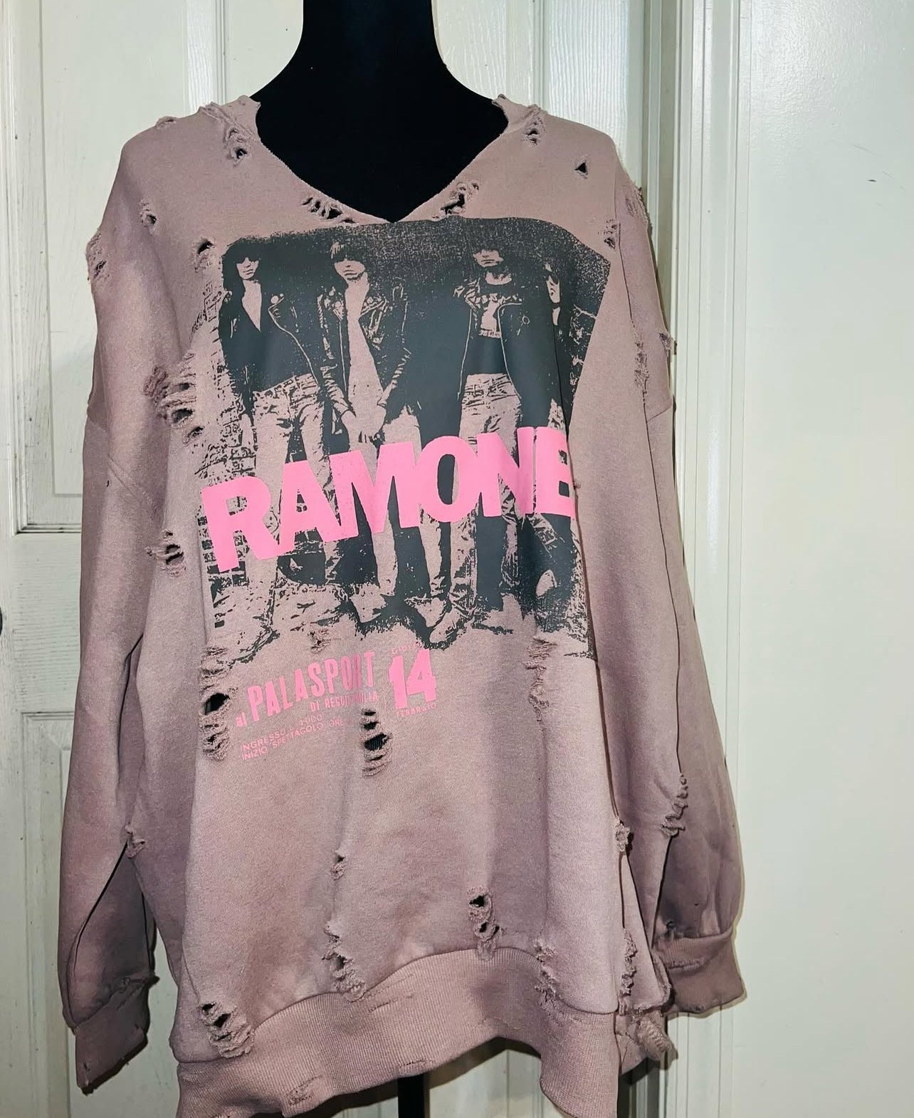 The Ramones Oversized Distressed Sweatshirt