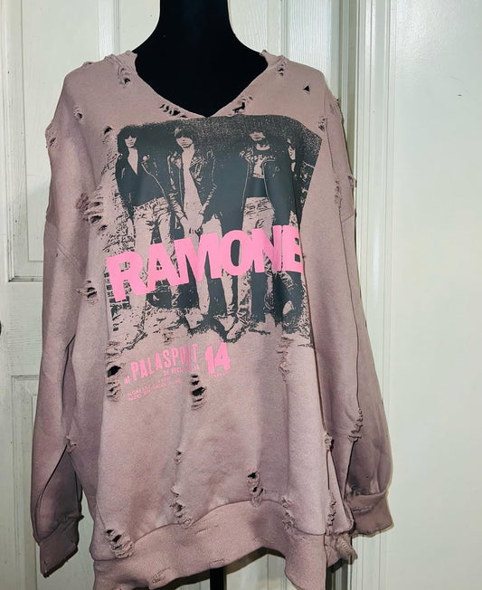 The Ramones Oversized Distressed Sweatshirt