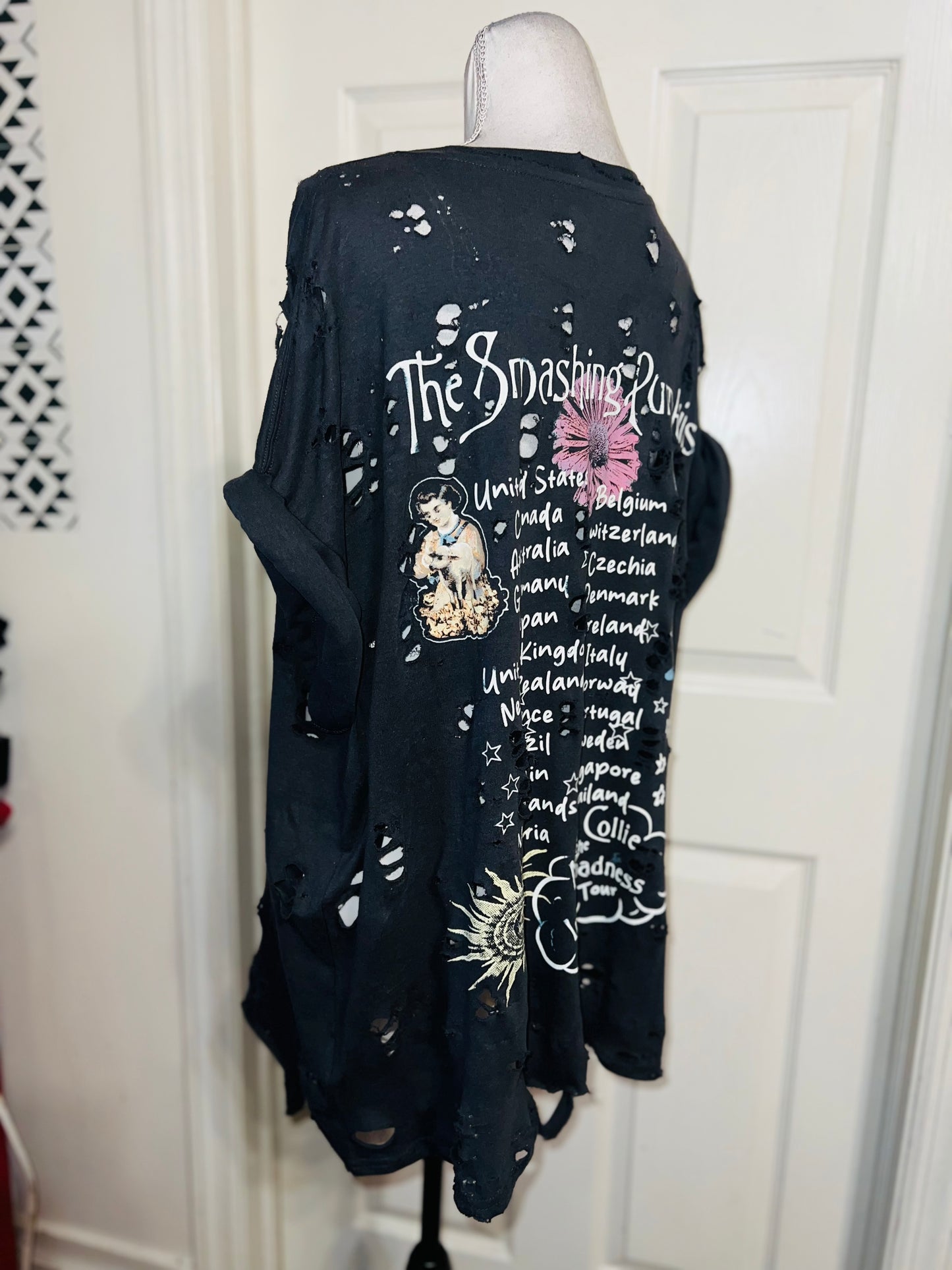 Smashing Pumpkins Double Sided Oversized Distressed Tee