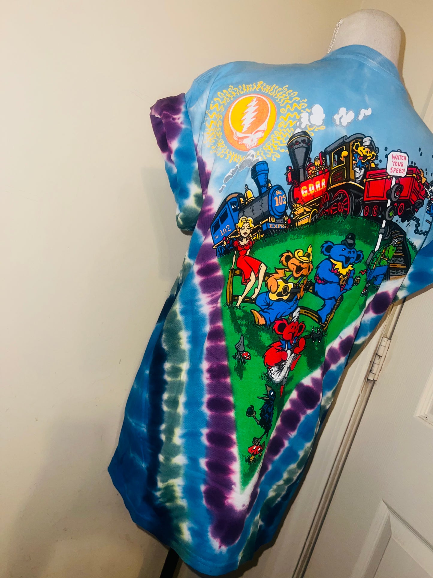 Grateful Dead Train Double Sided Oversized Distressed Tee