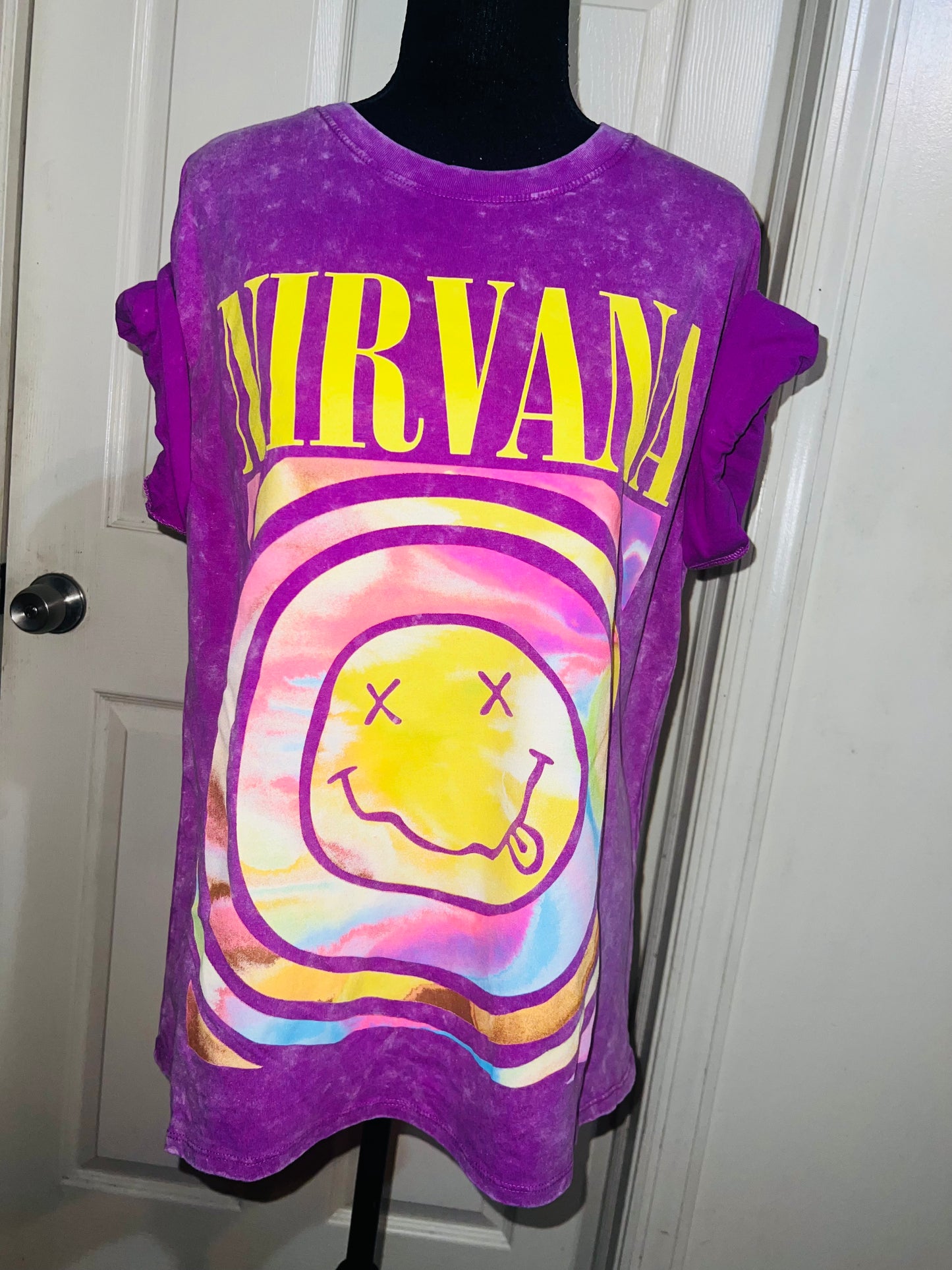 Nirvana Double Sided Oversized Distressed Tee