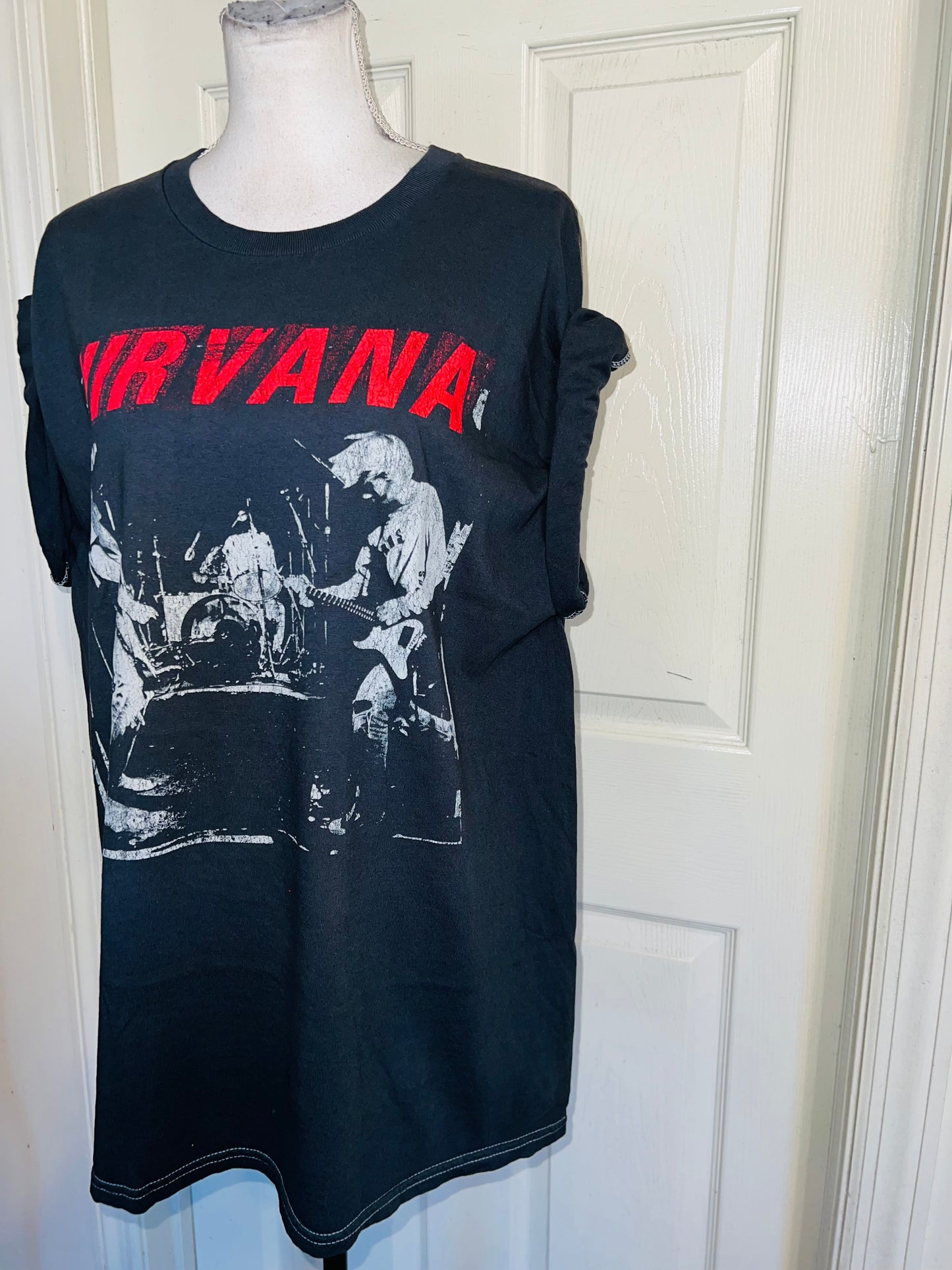Nirvana Double Sided Oversized Distressed Tee