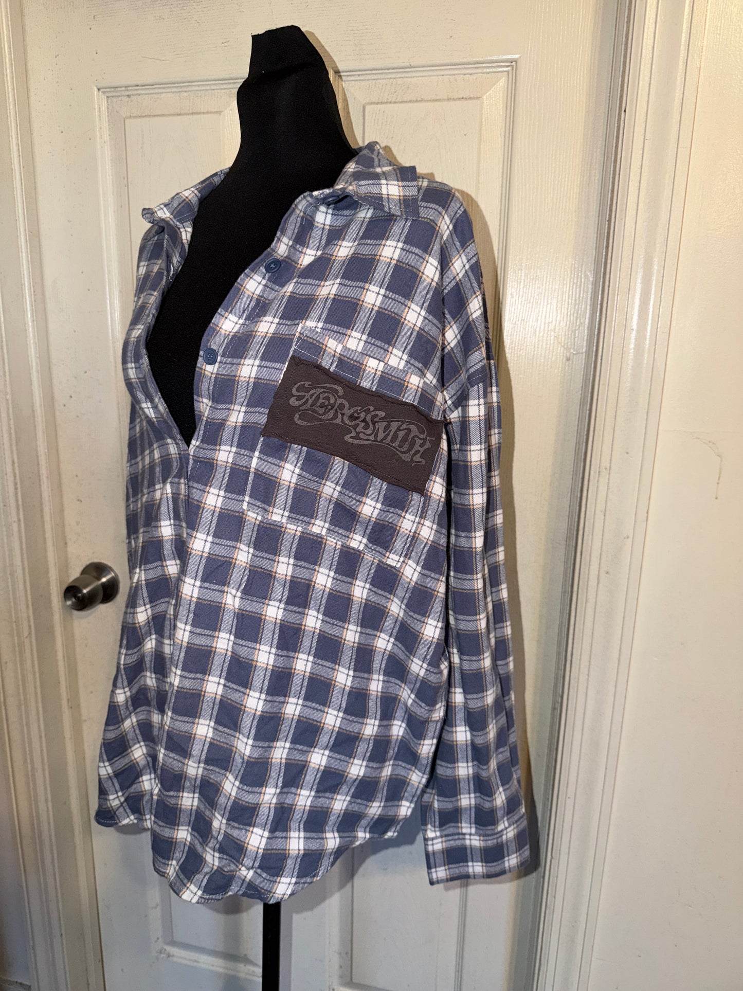 Aerosmith Oversized Double Sided Distressed Flannel