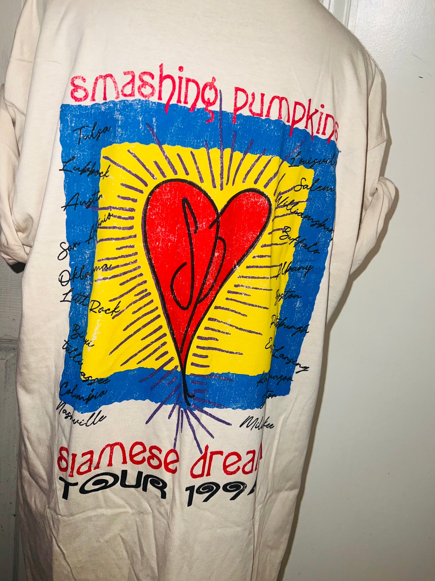 The Smashing Pumpkins Double Sided Oversized Distressed Tee