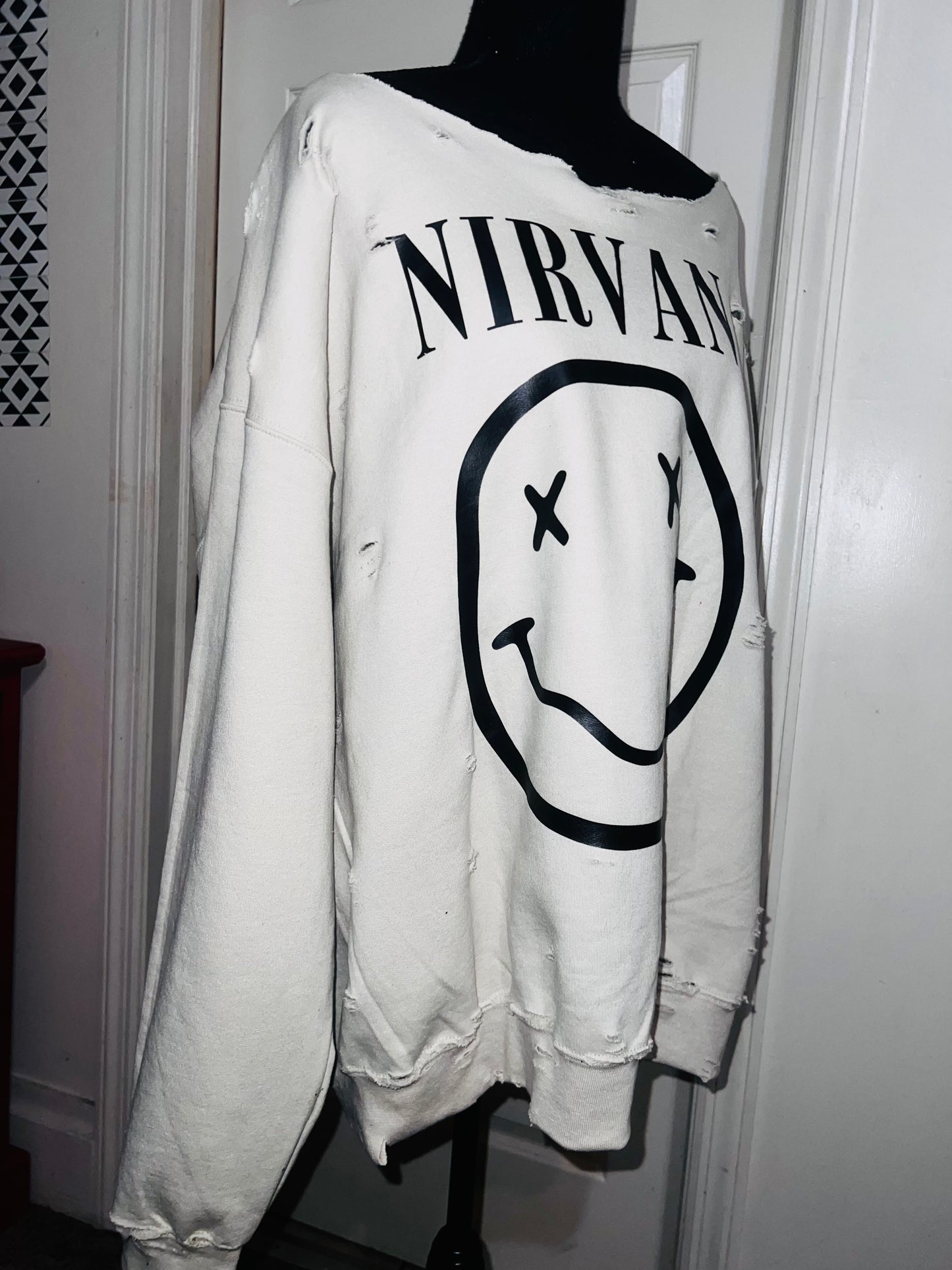 Nirvana Oversized Distressed Sweatshirt
