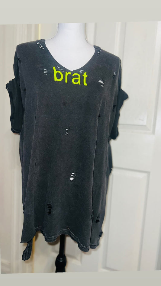 Charli XCX brat Double Sided Oversized Distressed Tee