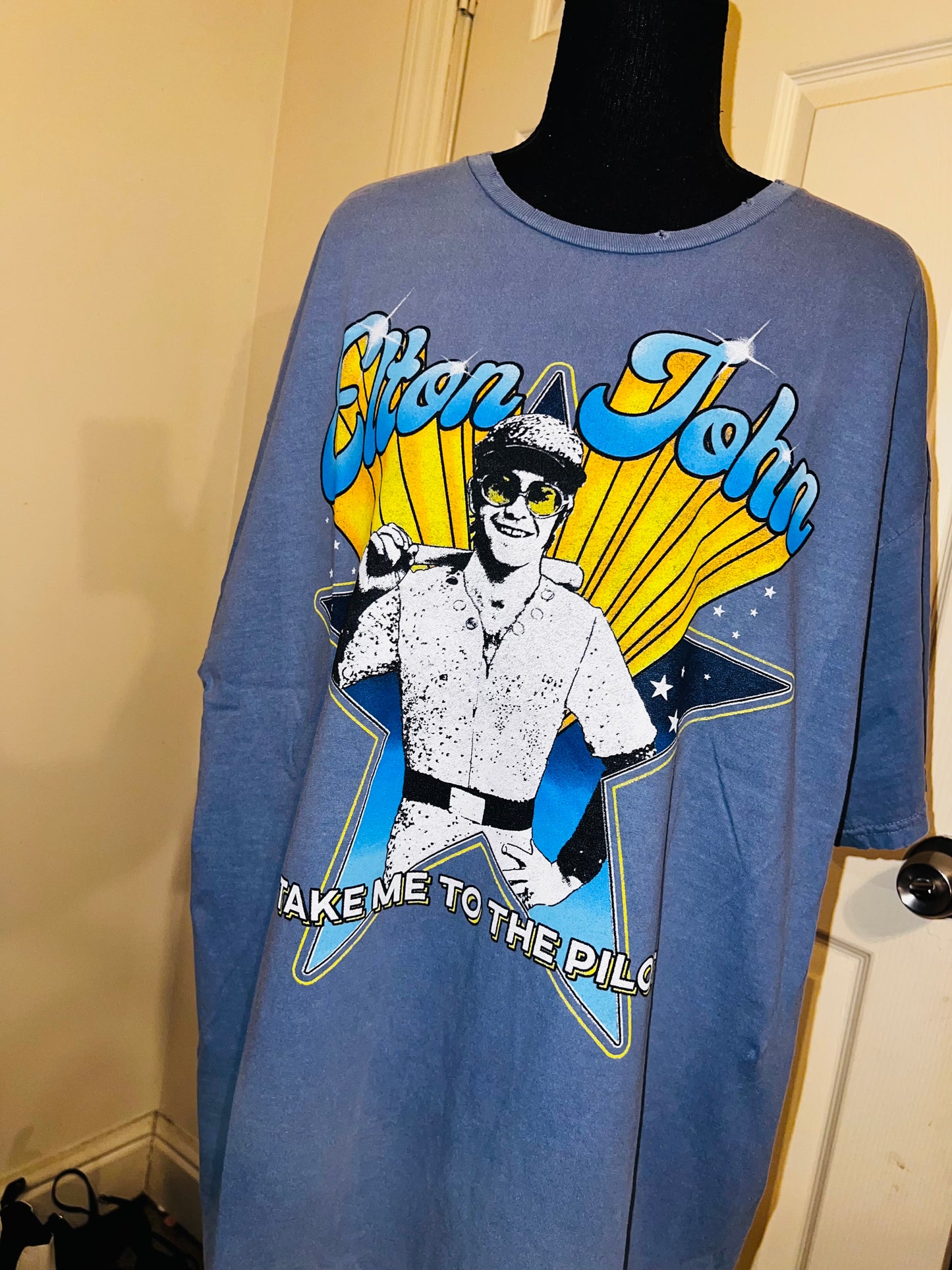 Elton John Oversized Distressed Tee