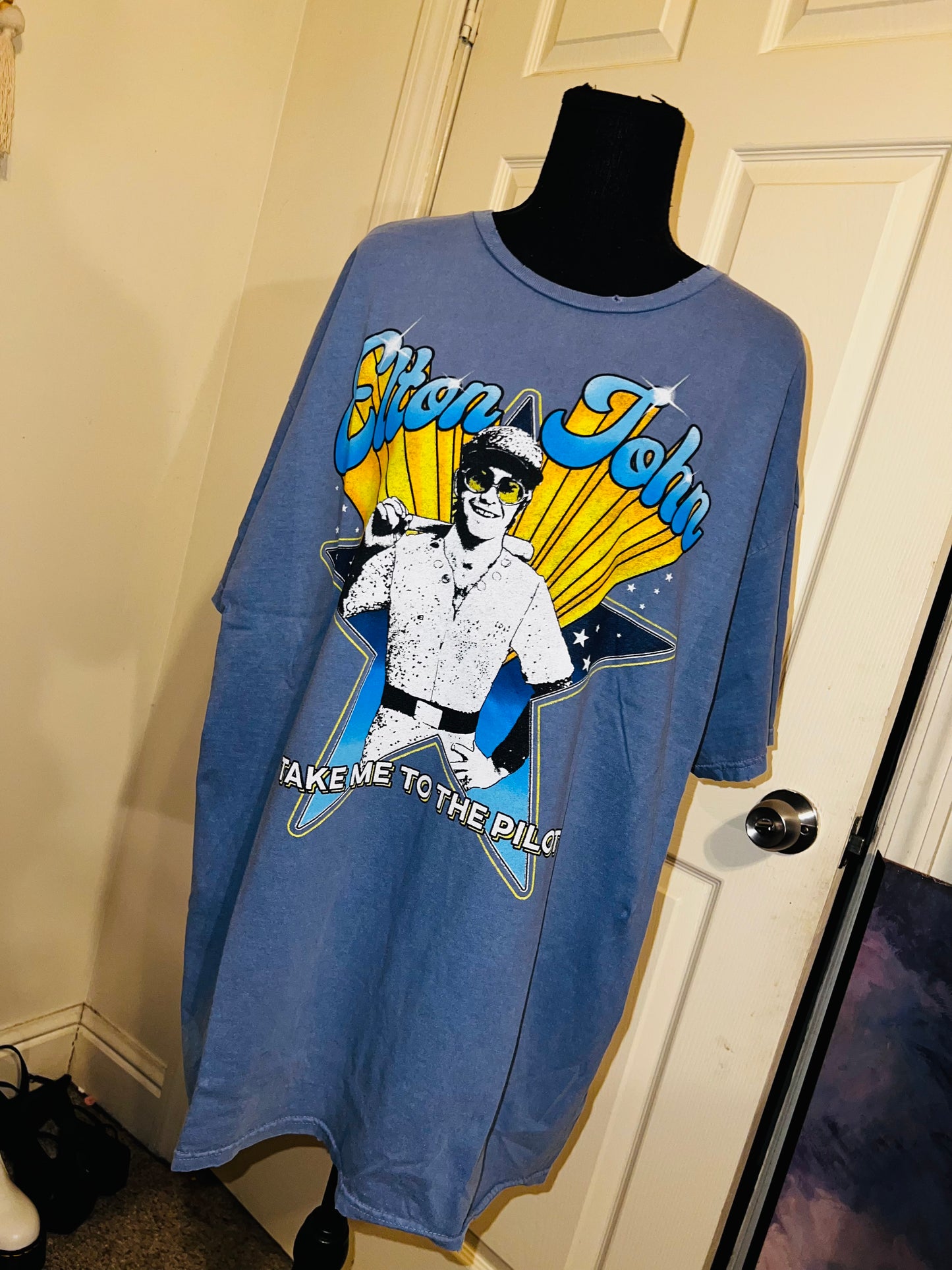 Elton John Oversized Distressed Tee