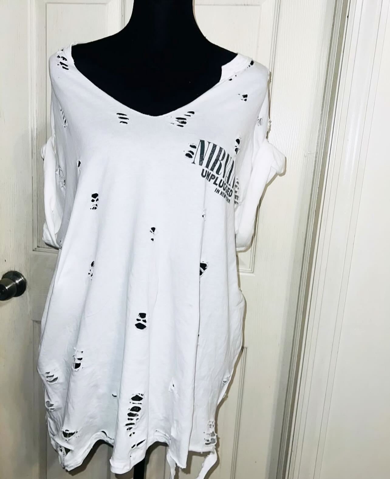 Nirvana Double Sided Oversized Distressed Tee
