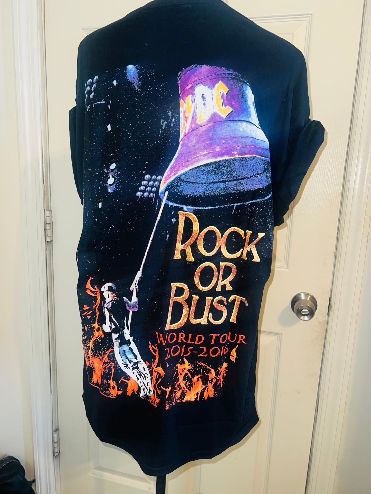 AC/DC Double Sided Oversized Distressed Tee