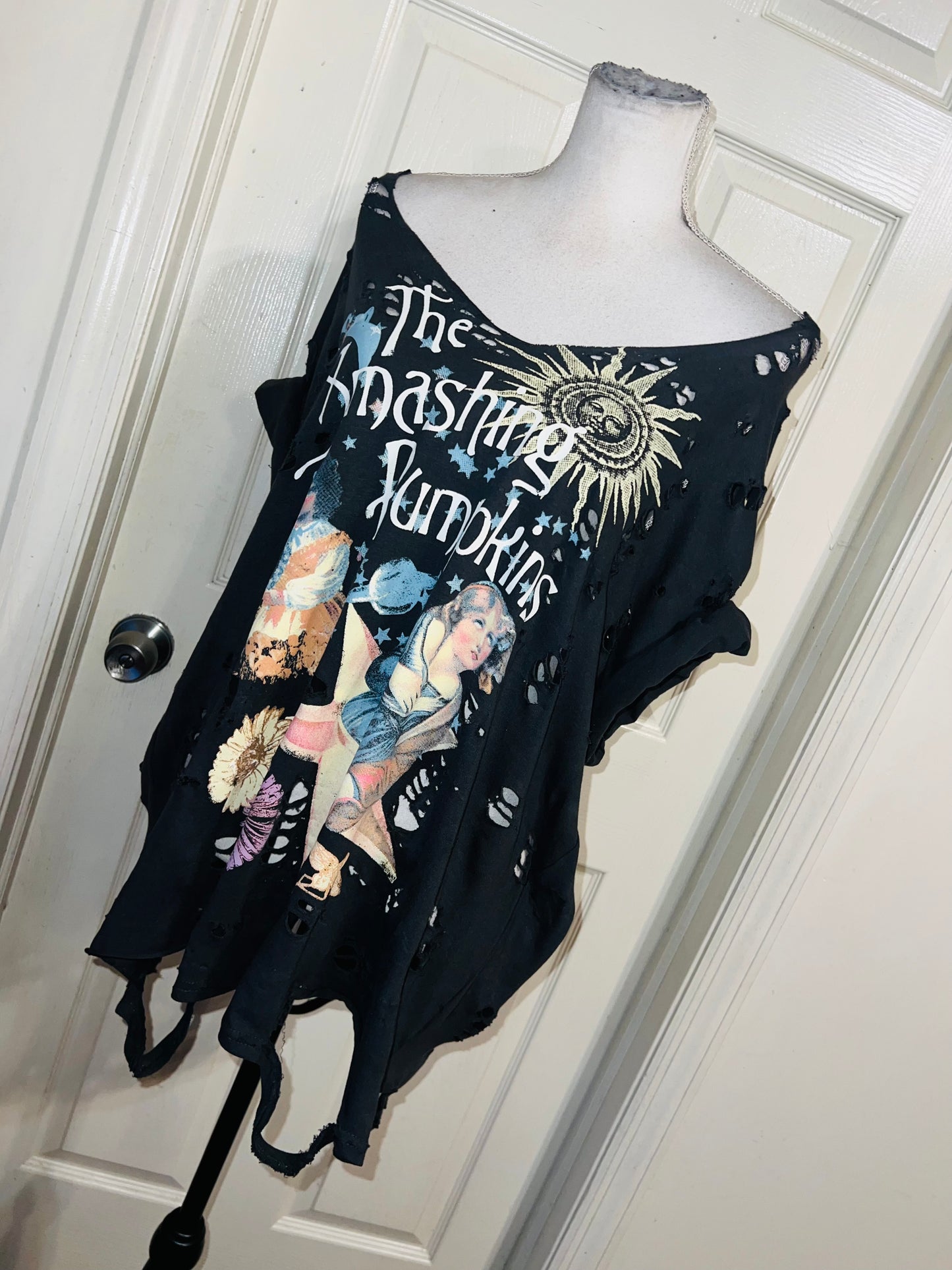 Smashing Pumpkins Double Sided Oversized Distressed Tee