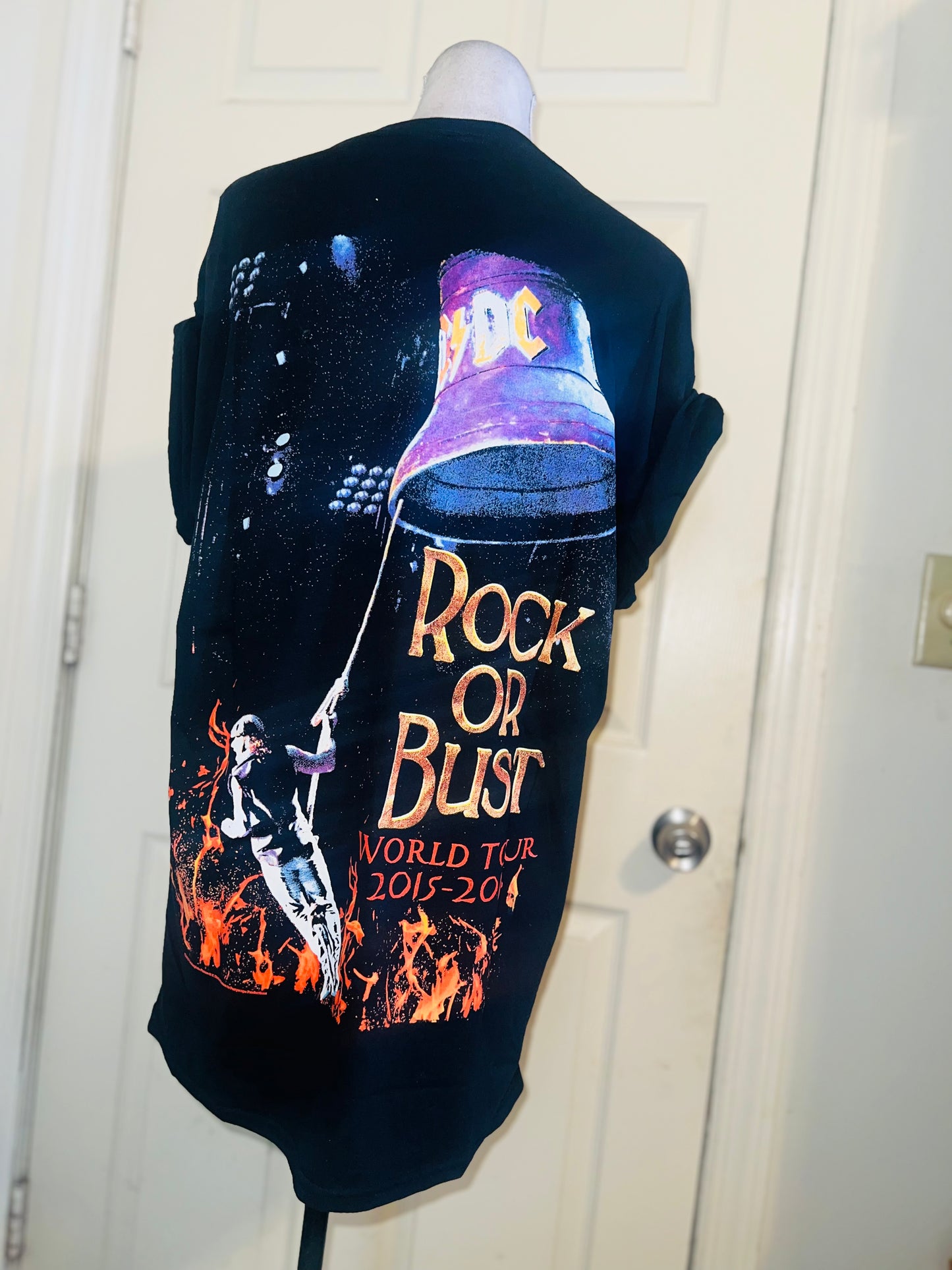AC/DC Double Sided Oversized Distressed Tee