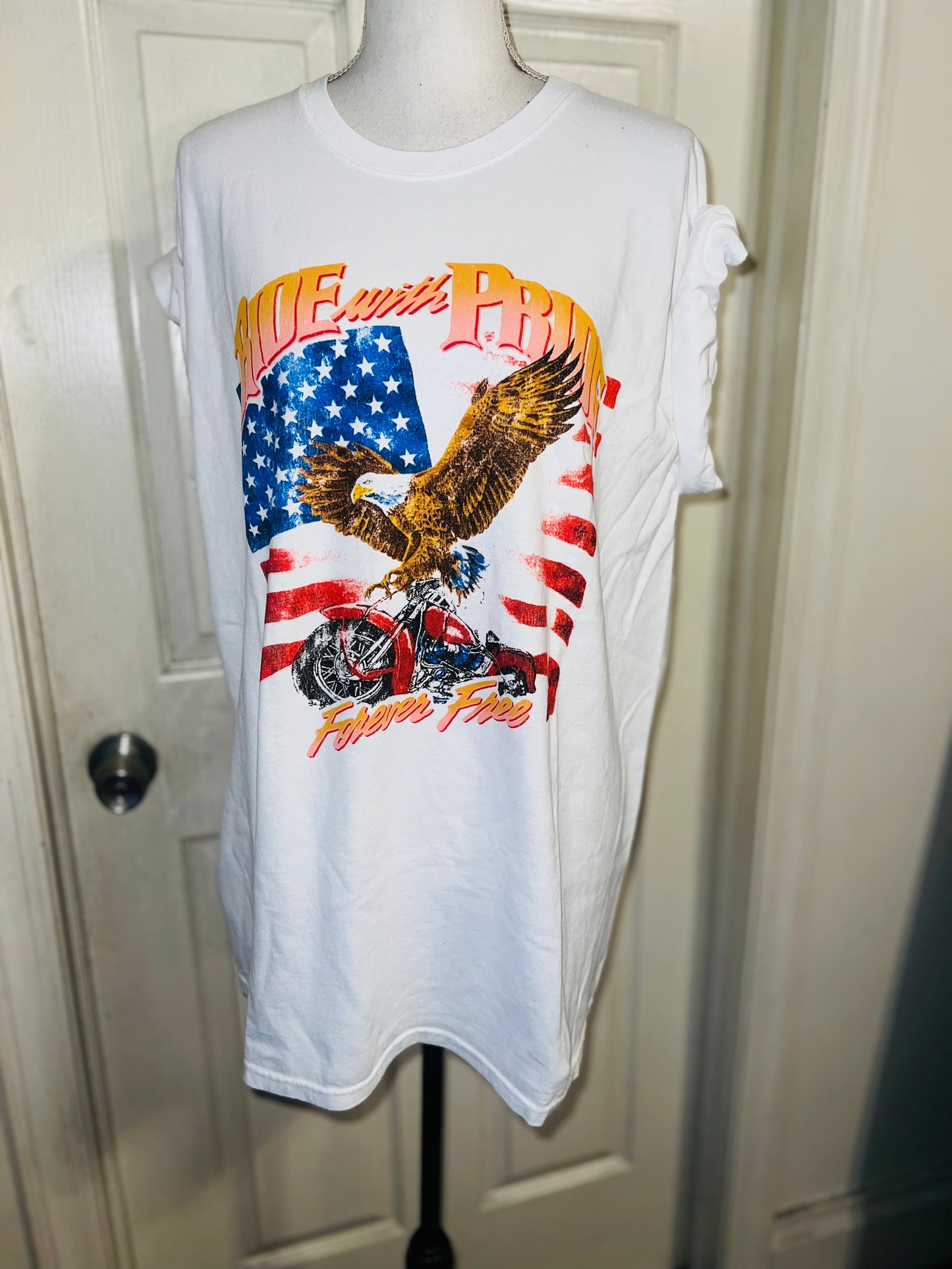 Ride With Pride Oversized Distressed Tee