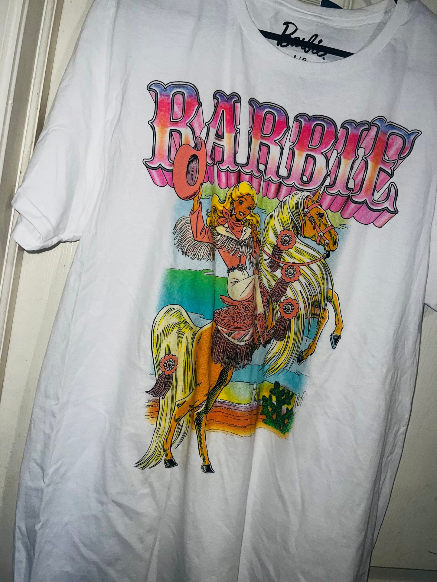 Barbie Cowgirl Oversized Distressed Tee