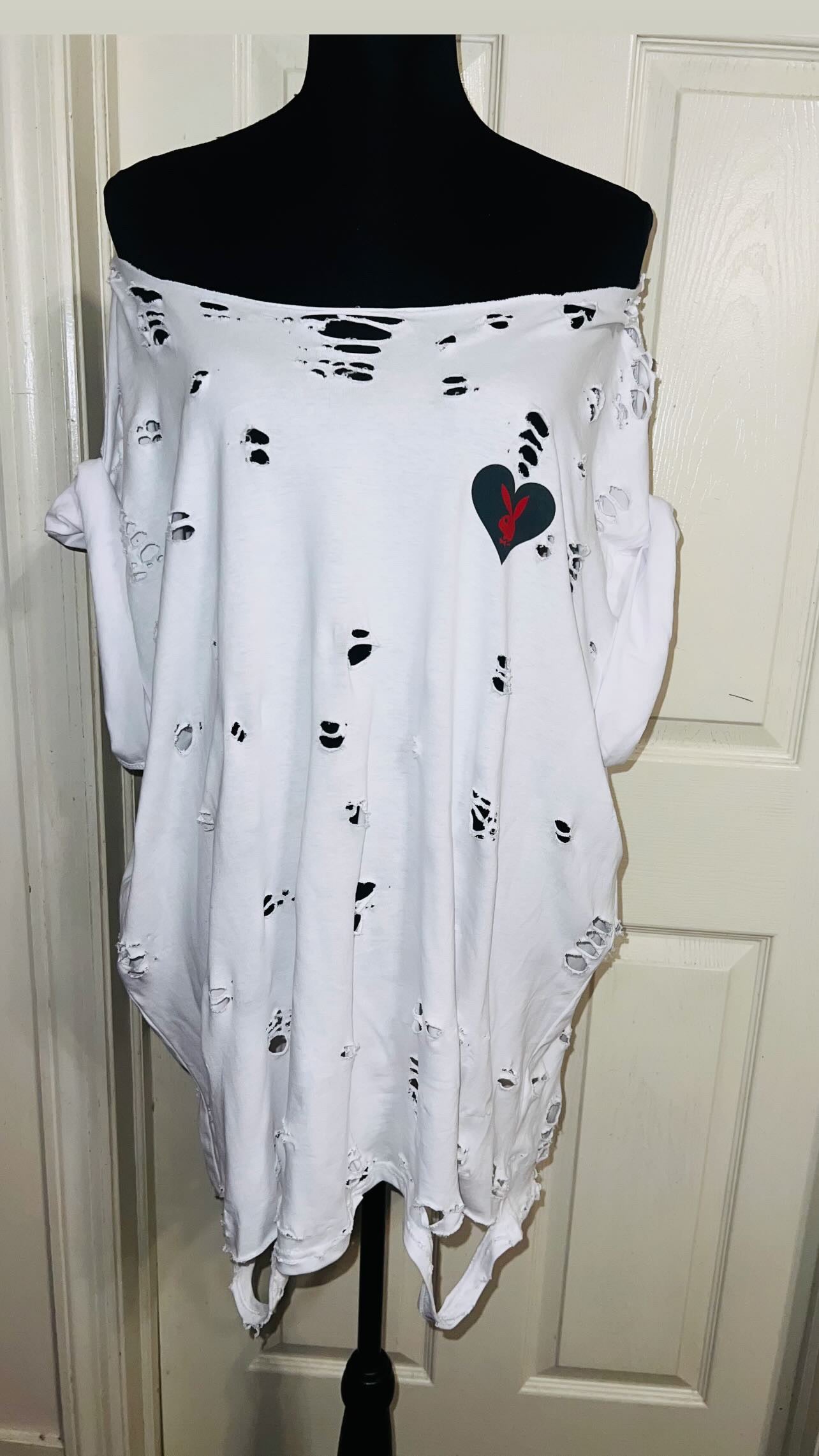 Playboy Double Sided Oversized Distressed Tee