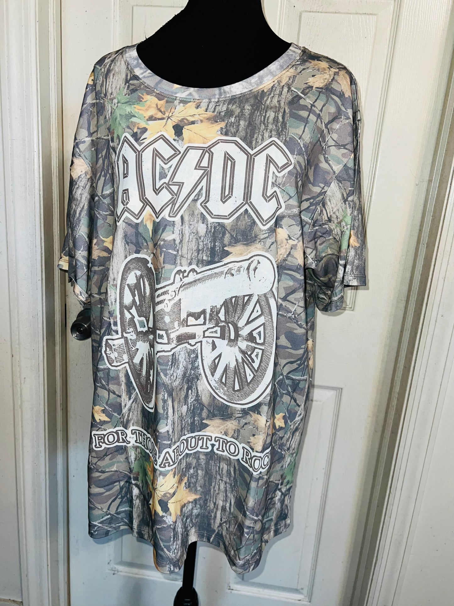 AC/DC Camo Oversized Distressed Tee