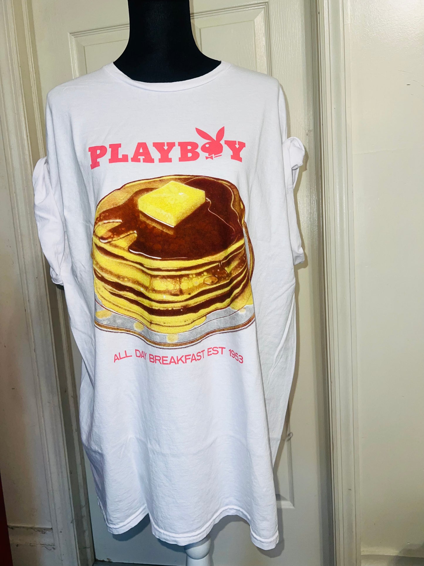 Playboy Pancake Double Sided Distressed Tee