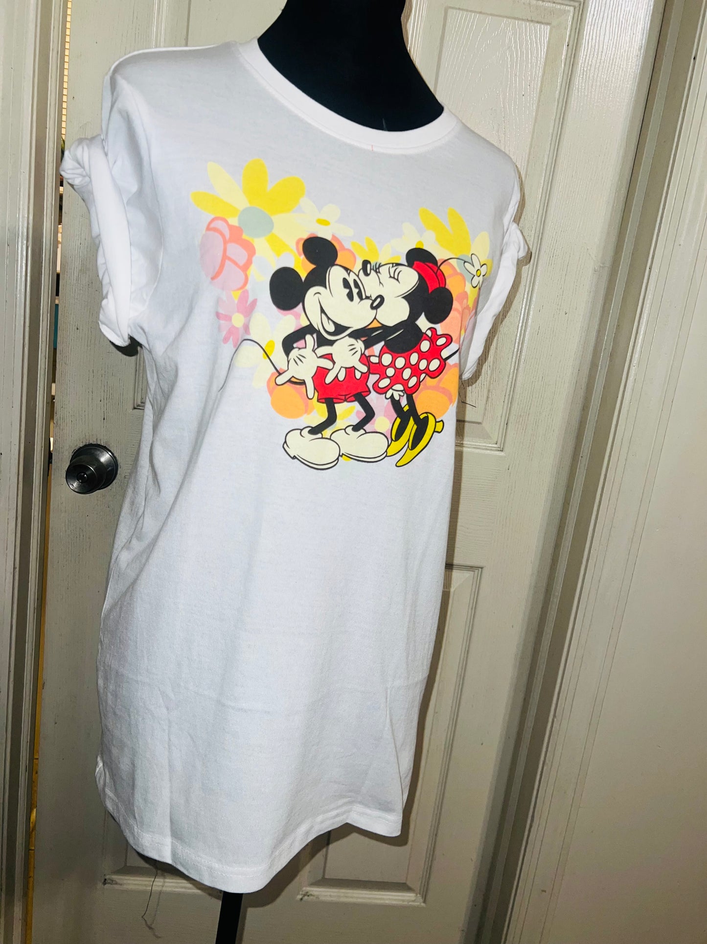 Mickey and Minnie Mouse Oversized Distressed Tee
