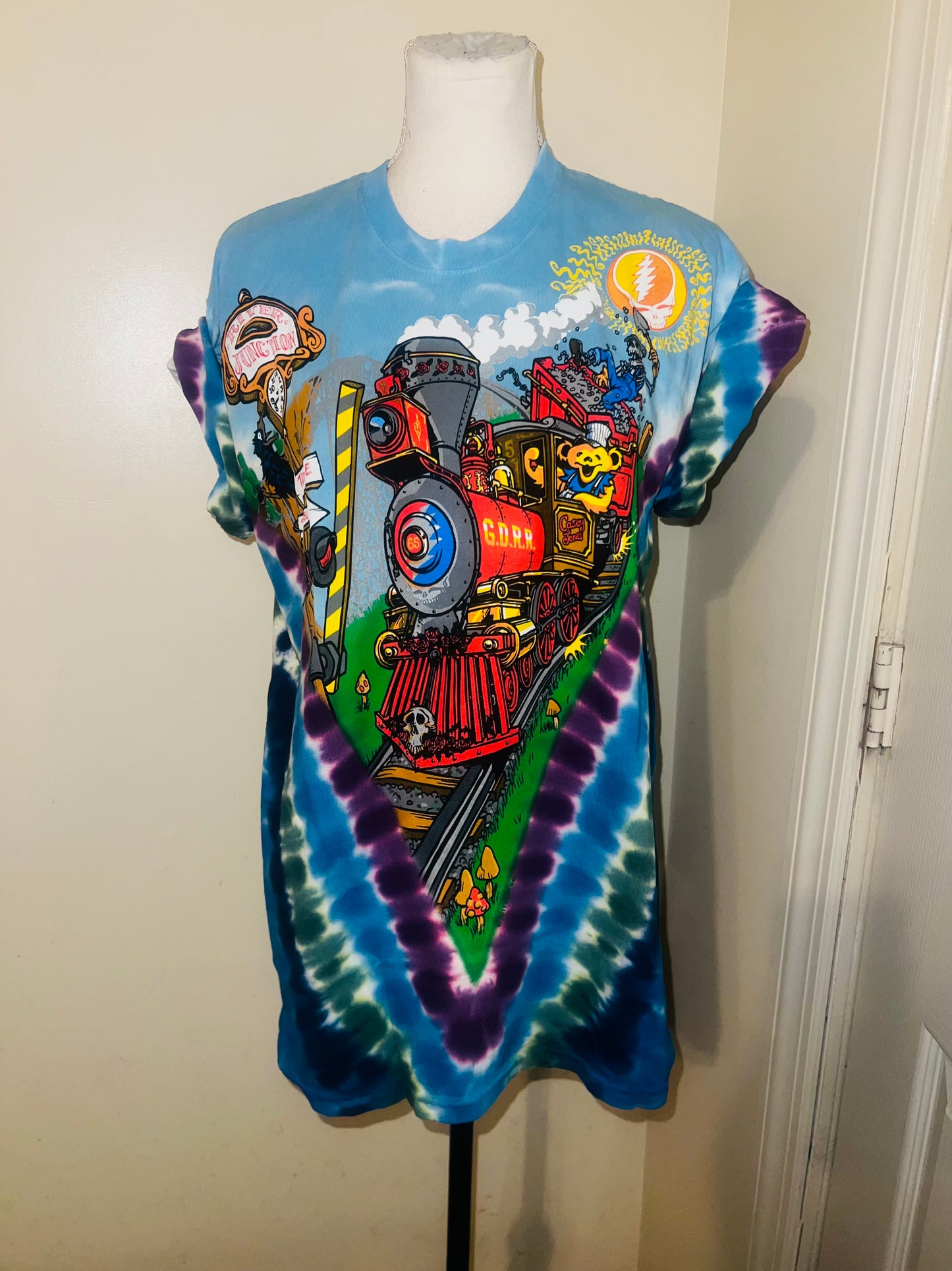 Grateful Dead Train Double Sided Oversized Distressed Tee
