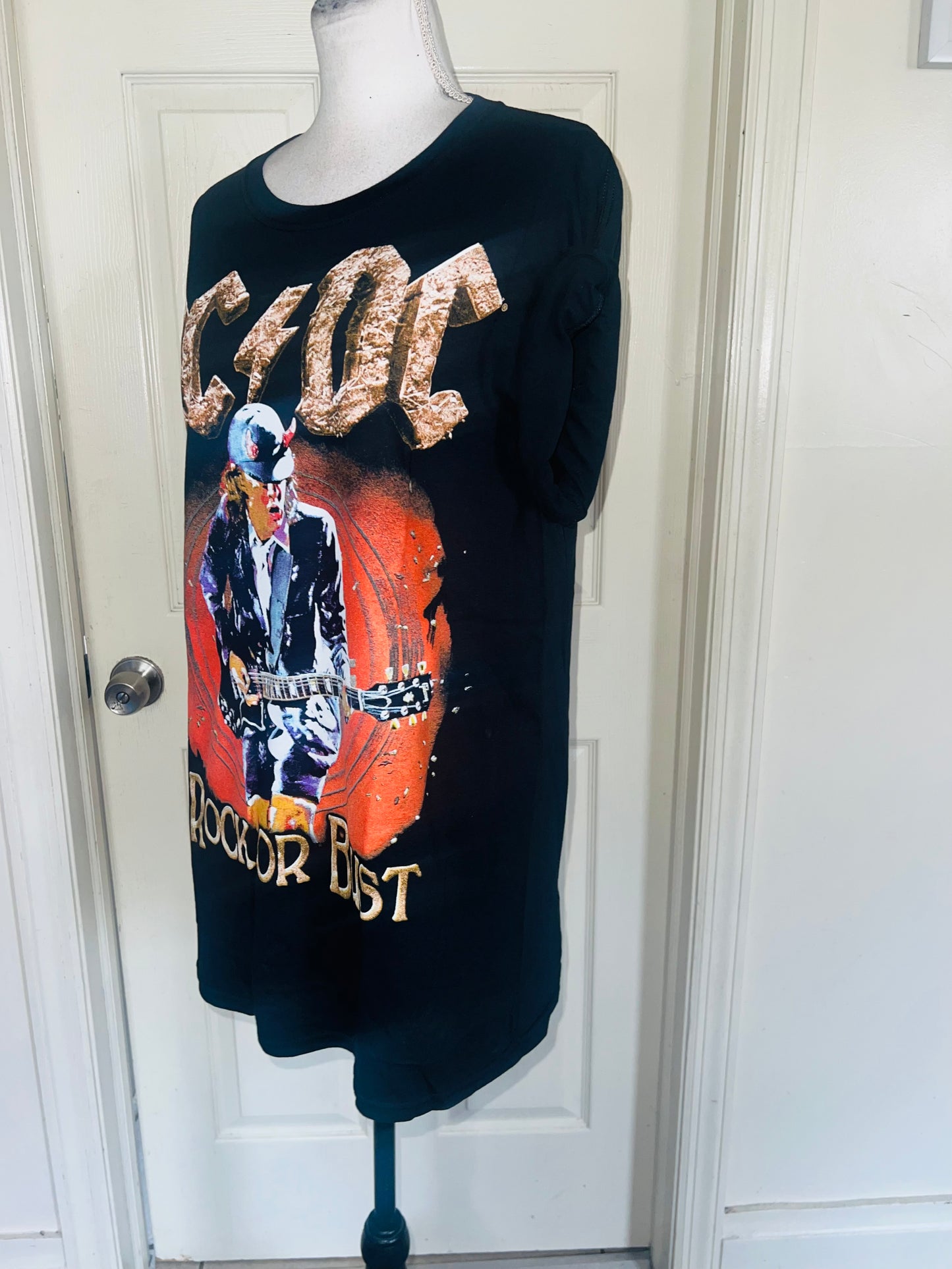 AC/DC Double Sided Oversized Distressed Tee