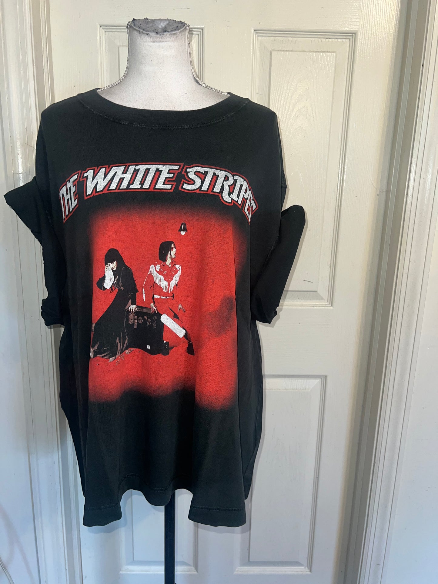 The White Stripes Double Sided Oversized Distressed Tee