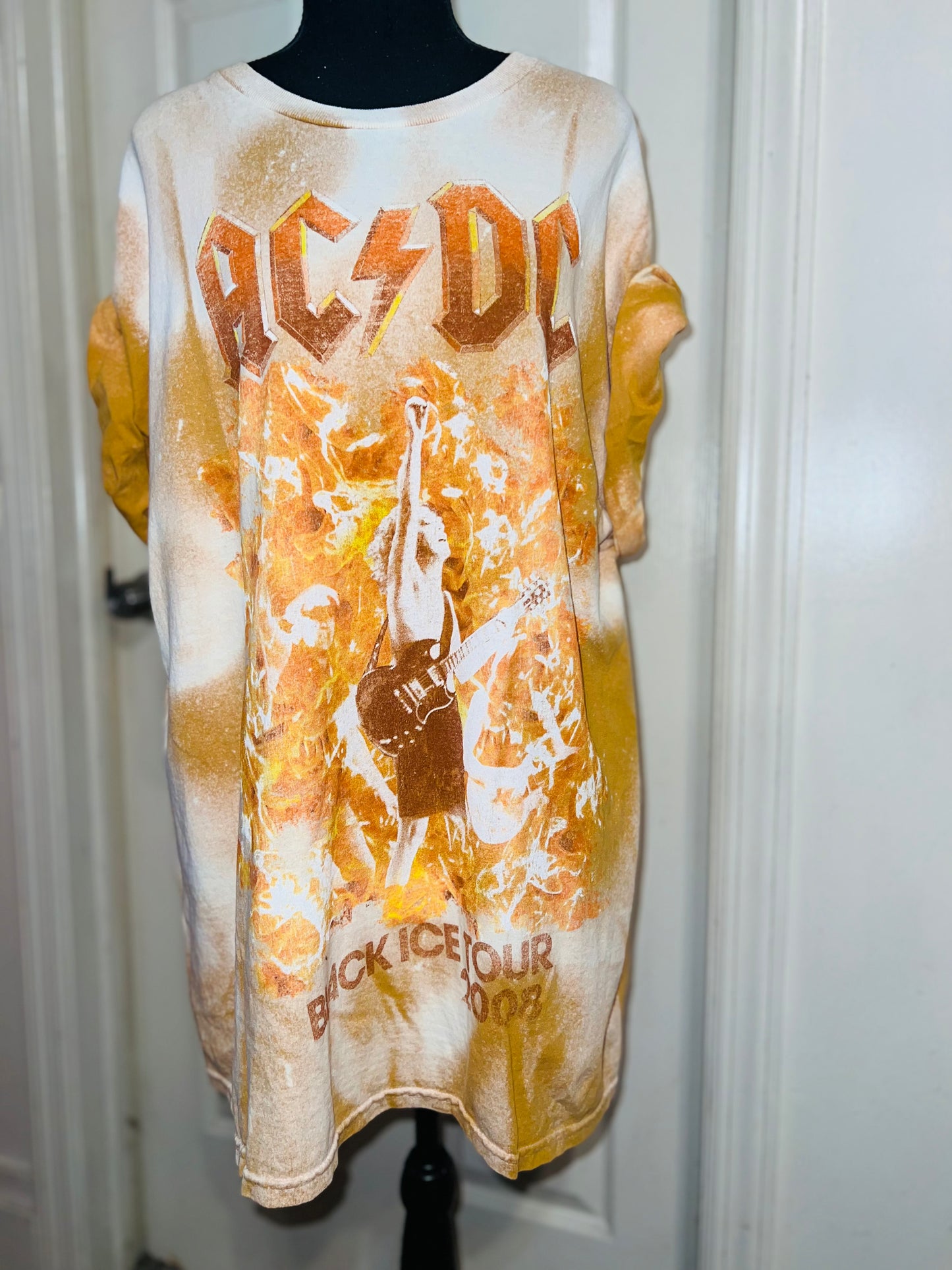 AC/DC Bleached Oversized Distressed Tee