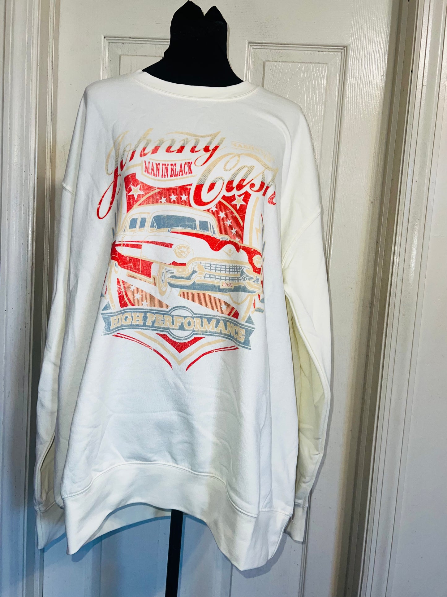 Johnny Cash Oversized Distressed Sweatshirt