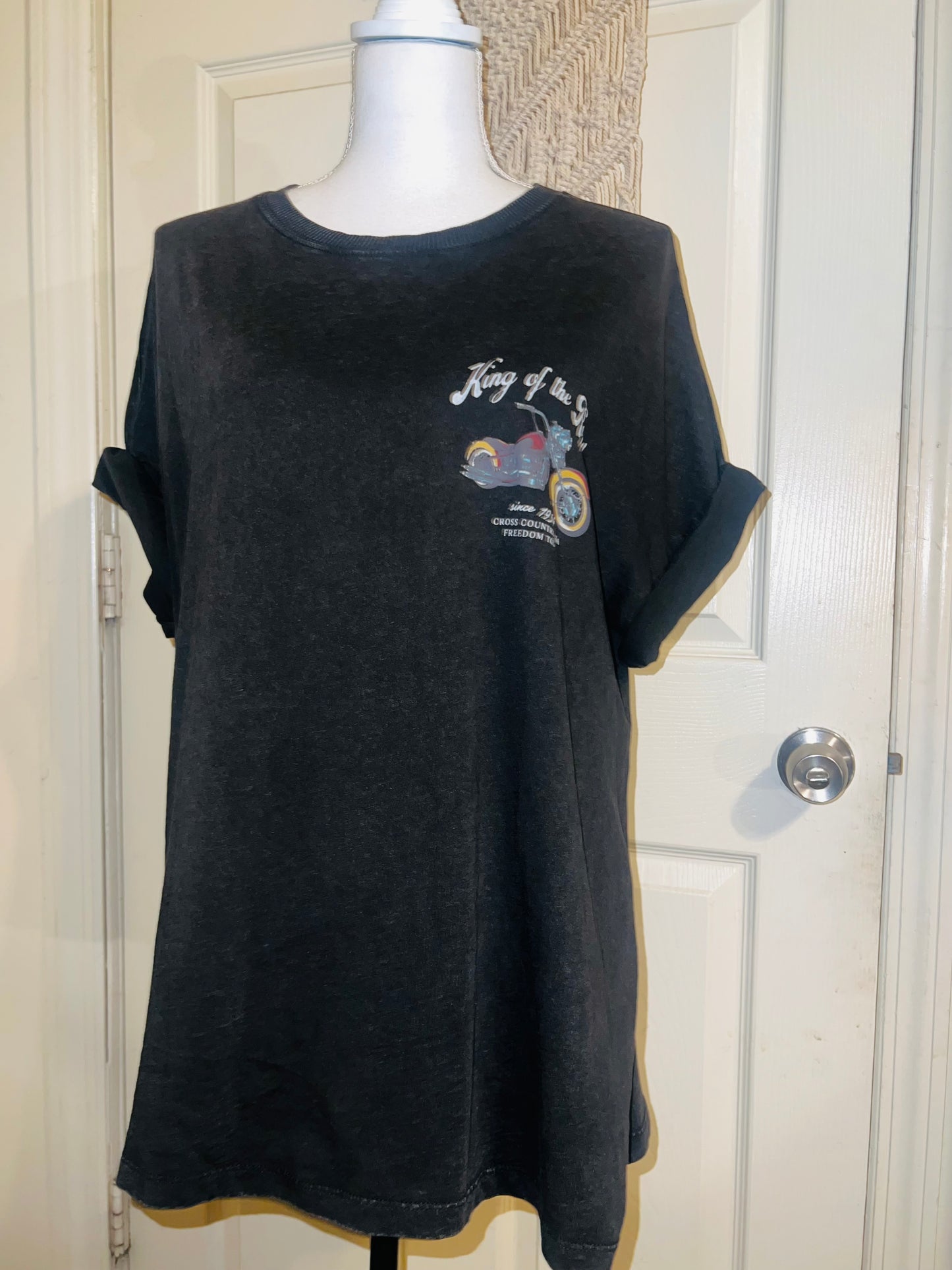 Motorcycle Tour Double Sided Oversized Distressed Tee