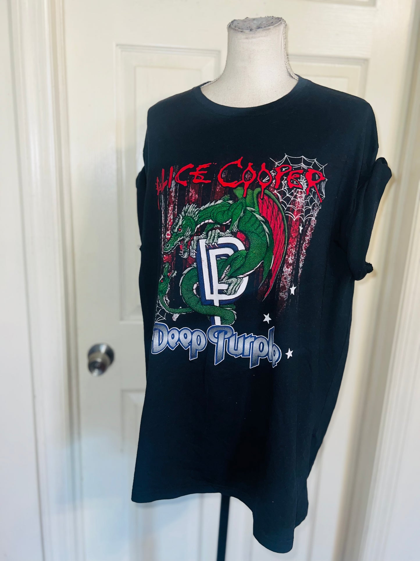 Alice Cooper and Deep Purple Double Sided Oversized Distressed Tee
