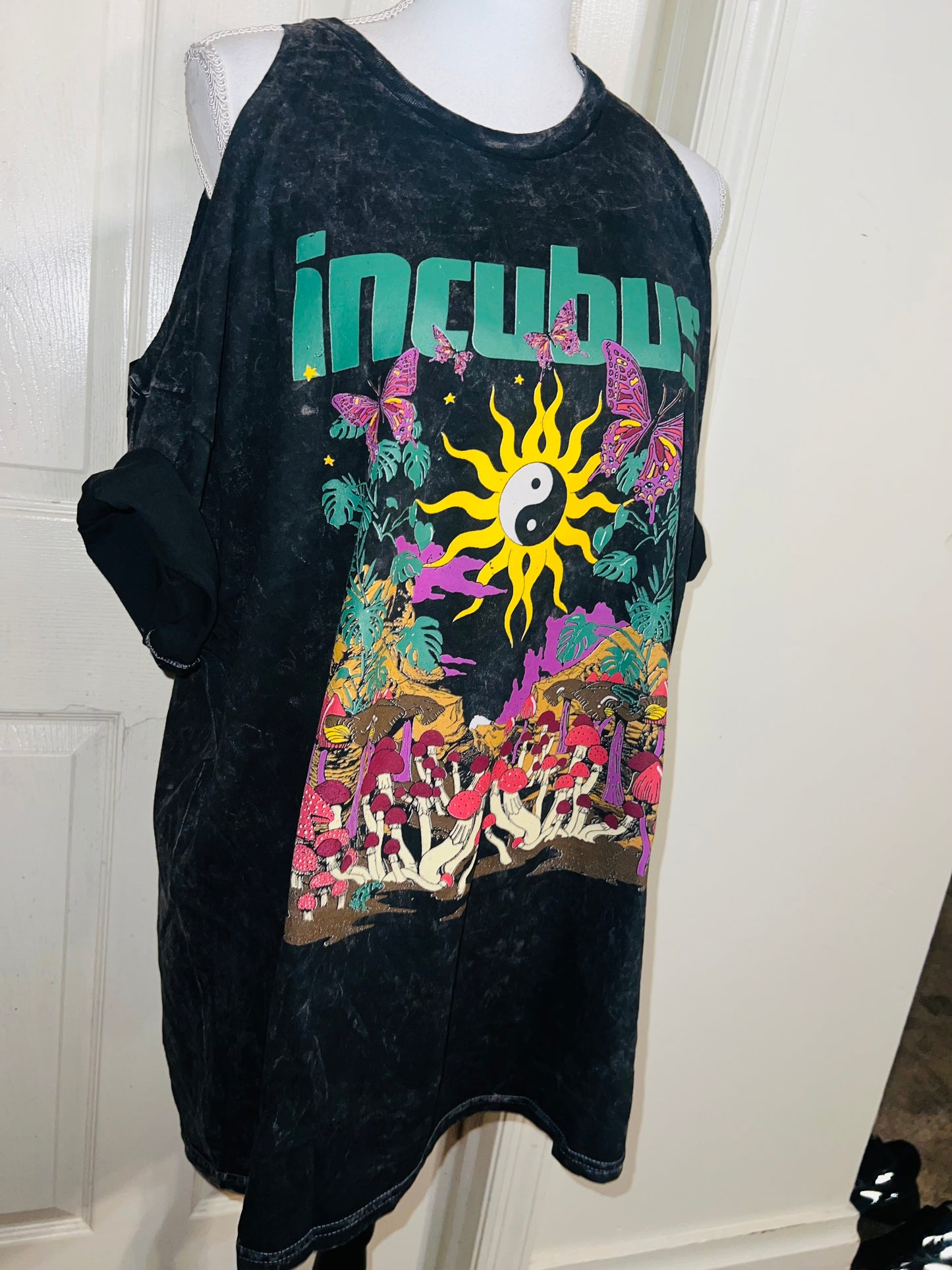 Incubus Oversized Distressed Cut Out Tee