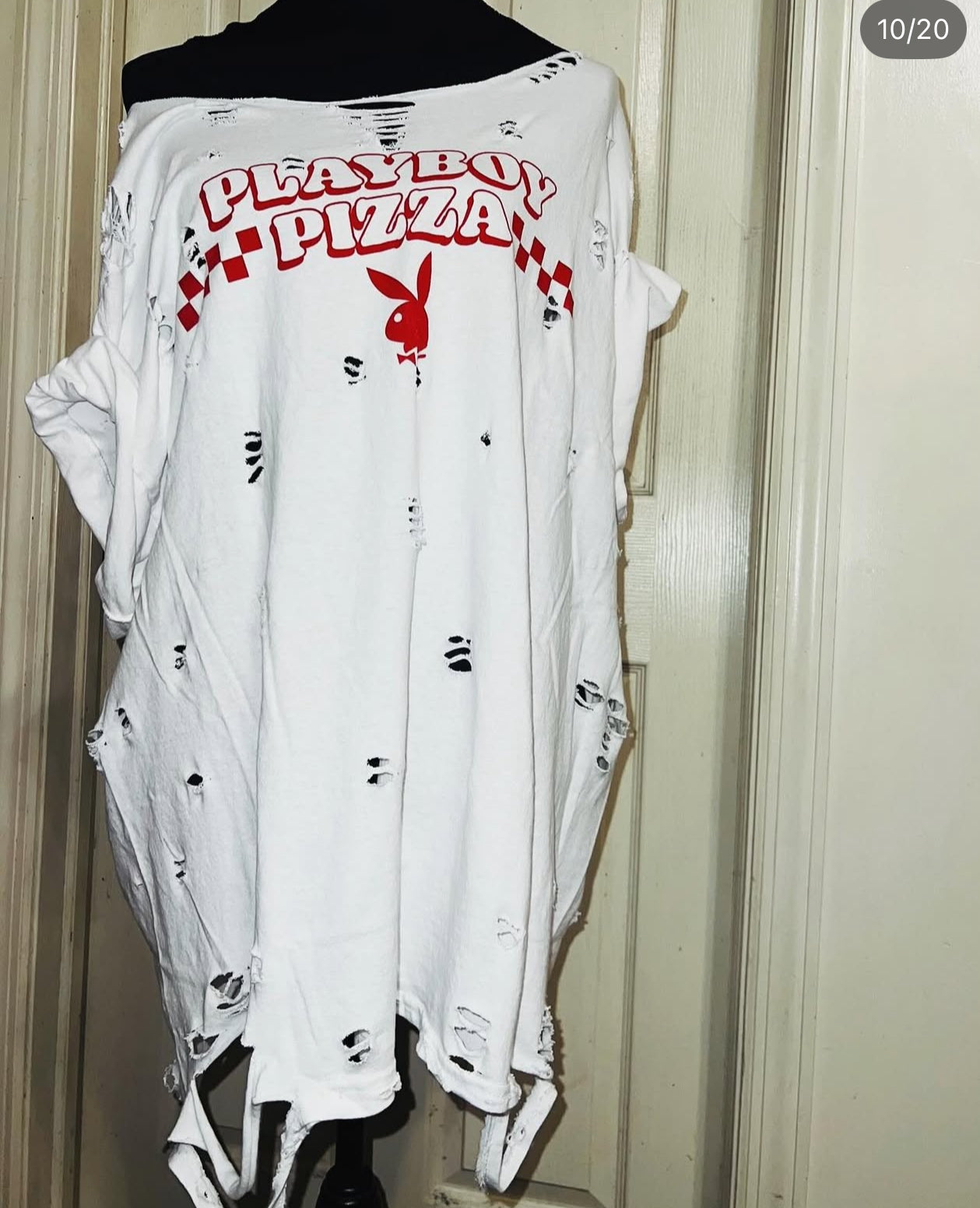 Playboy Pizza Double Sided Distressed Tee