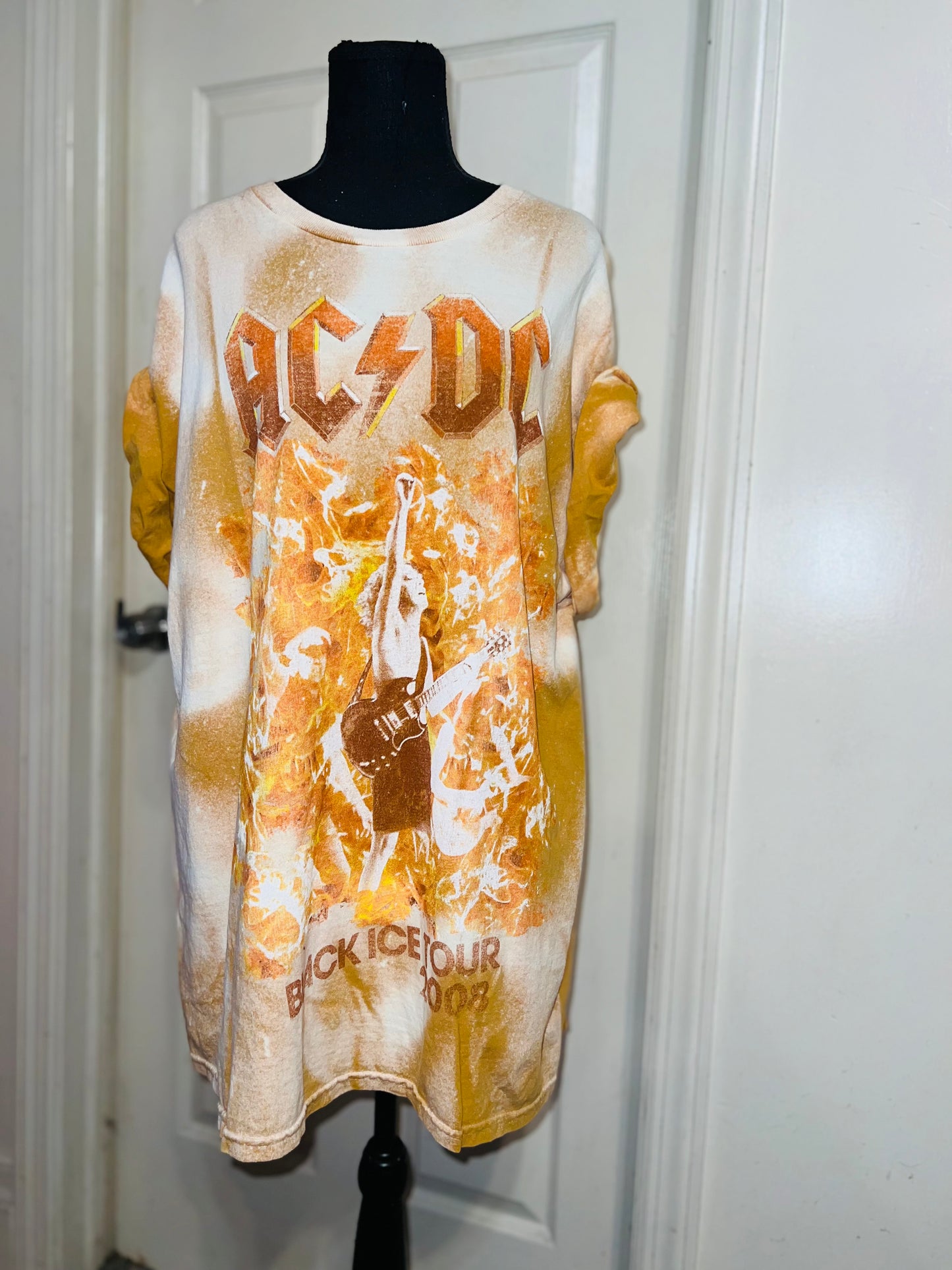 AC/DC Bleached Oversized Distressed Tee