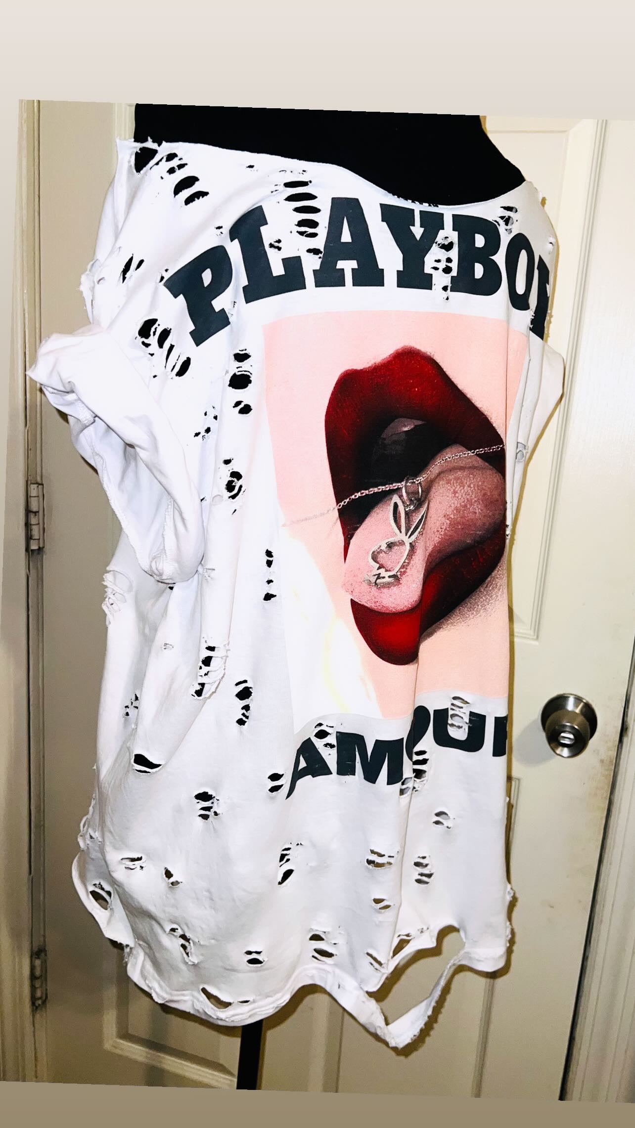 Playboy Double Sided Oversized Distressed Tee