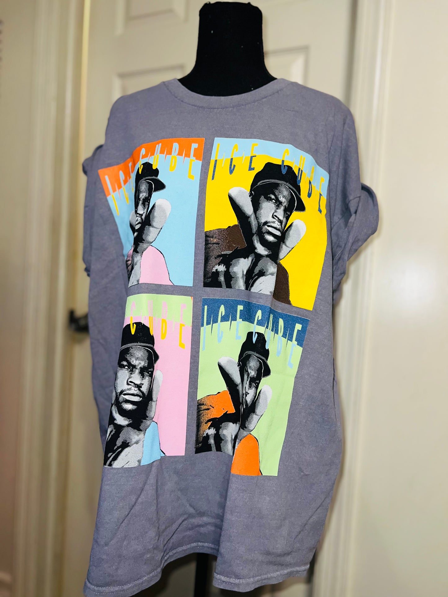 Ice Cube Warhol Pop Art Oversized Distressed Tee