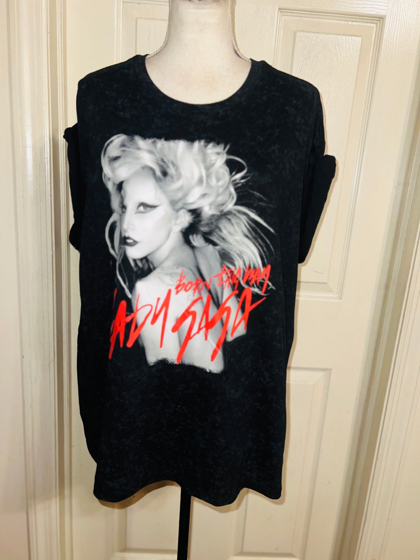 Lady Gaga Oversized Distressed Tee