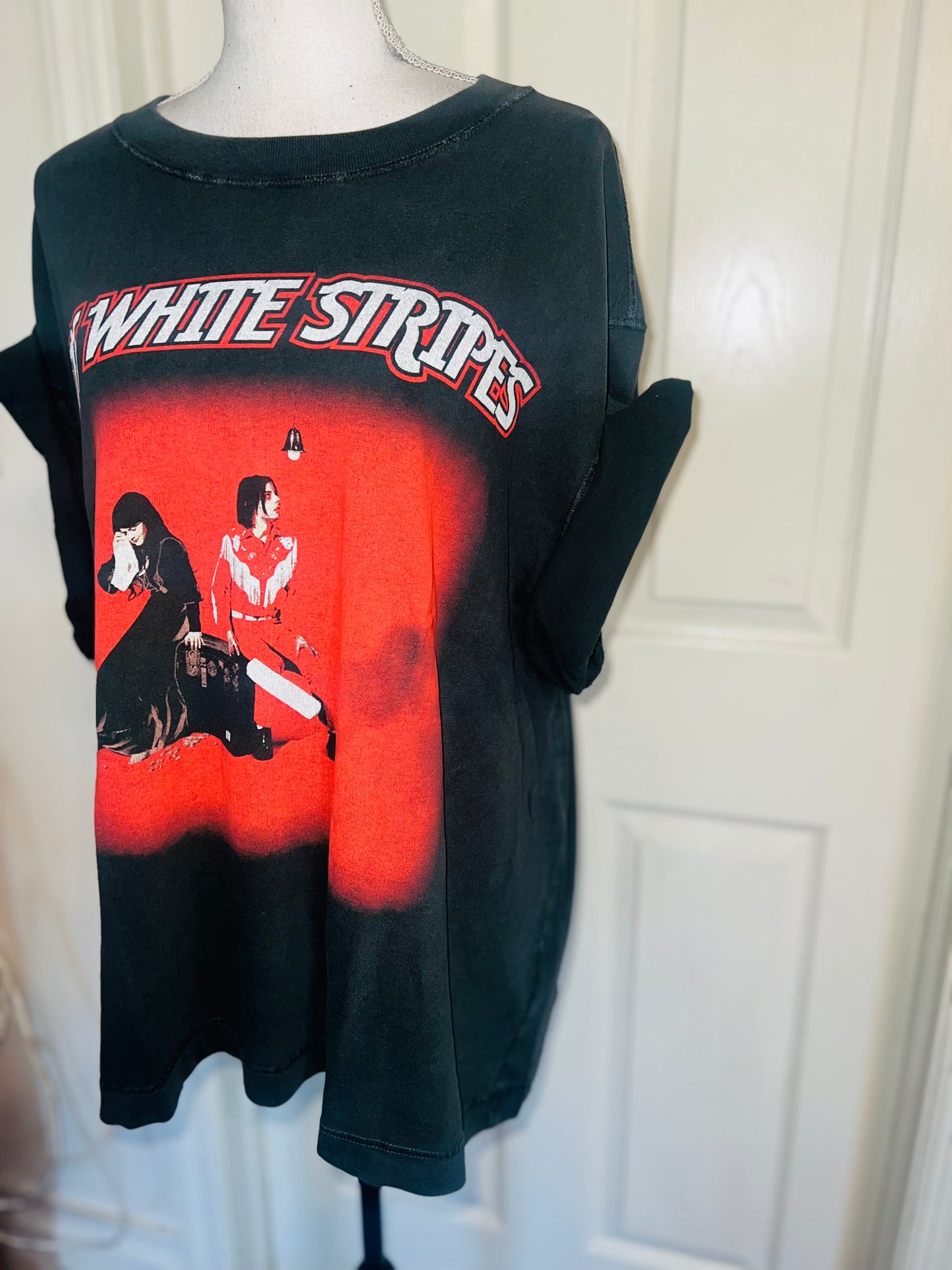 The White Stripes Double Sided Oversized Distressed Tee
