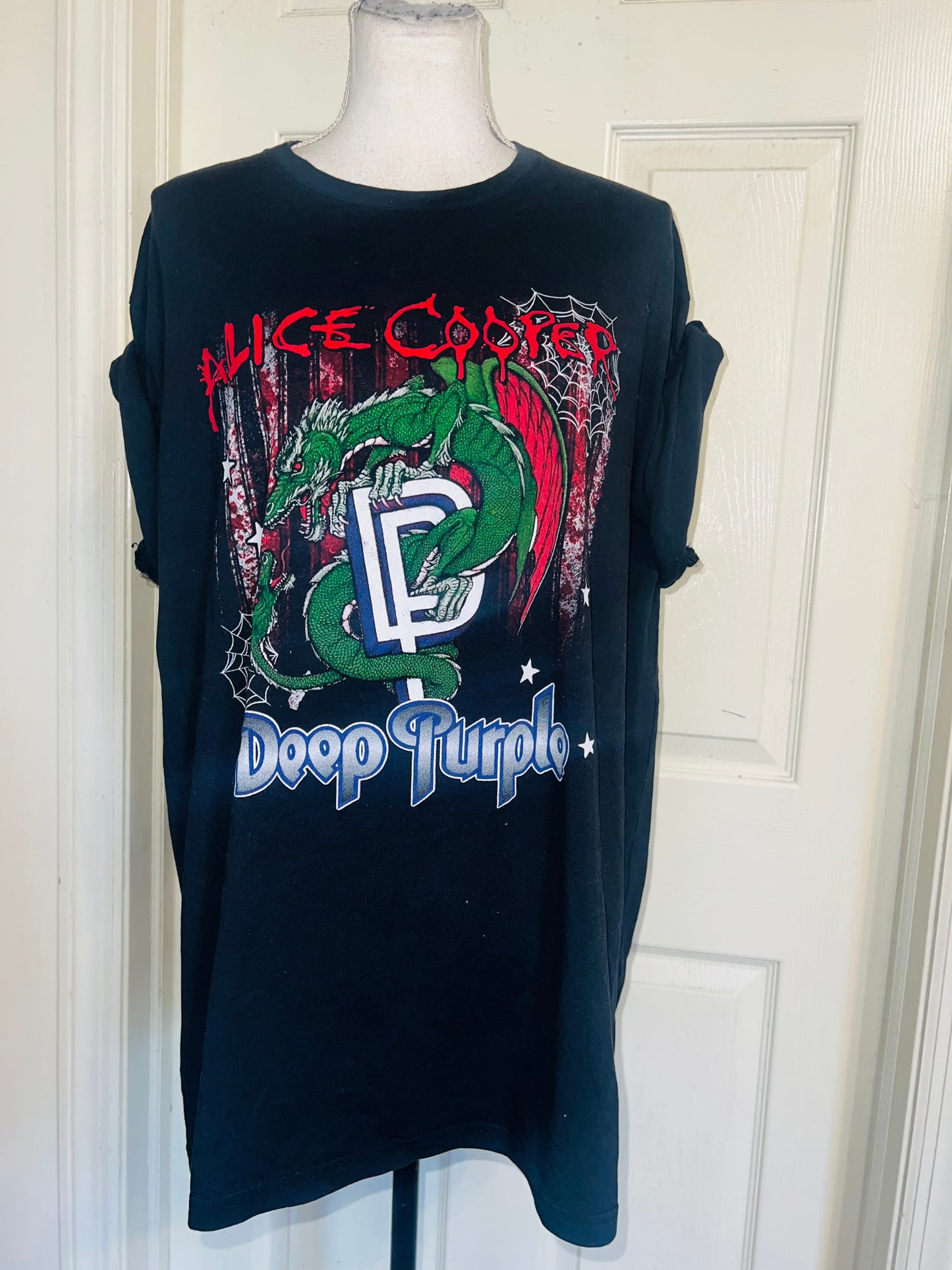 Alice Cooper and Deep Purple Double Sided Oversized Distressed Tee