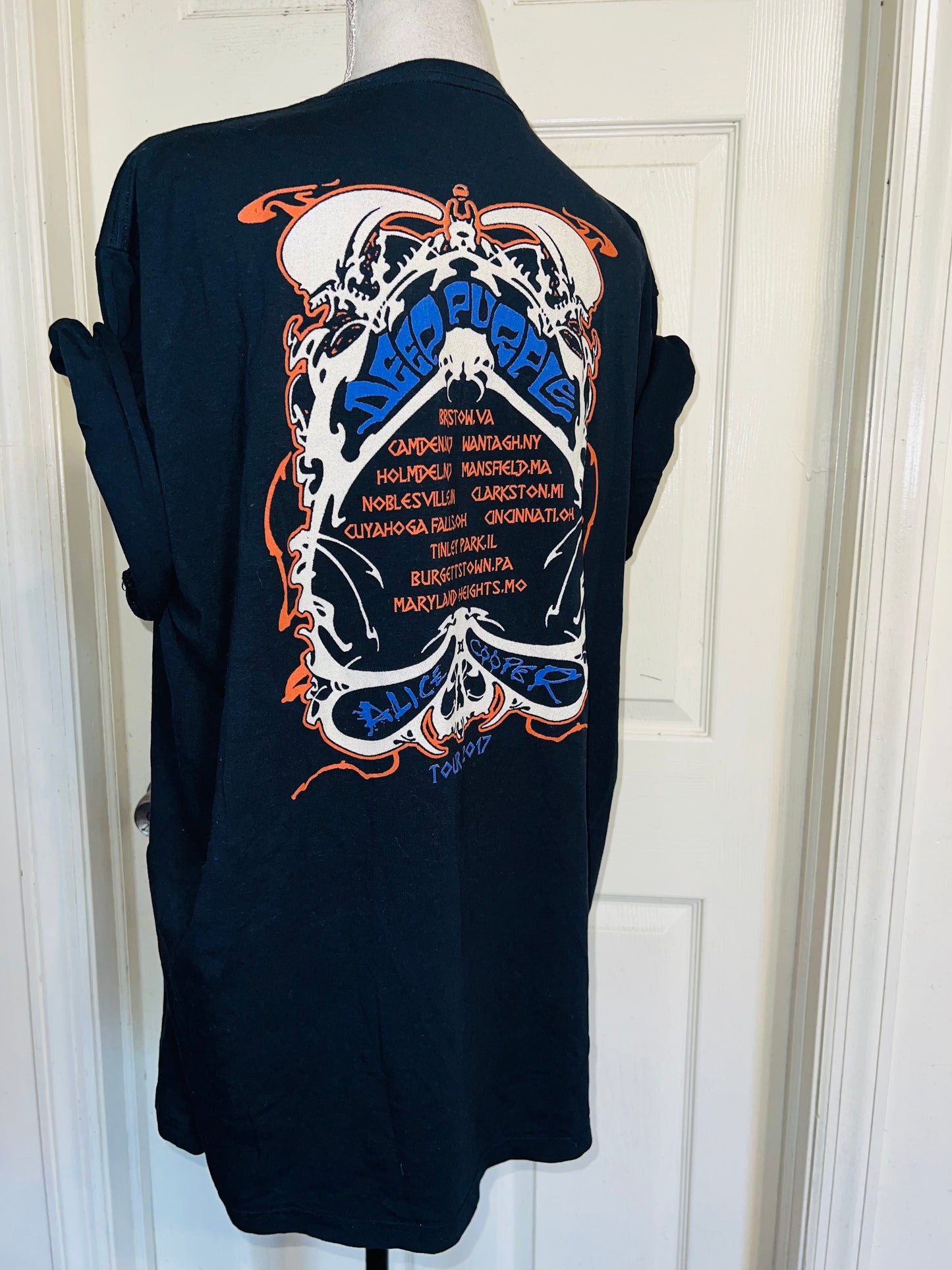 Alice Cooper and Deep Purple Double Sided Oversized Distressed Tee