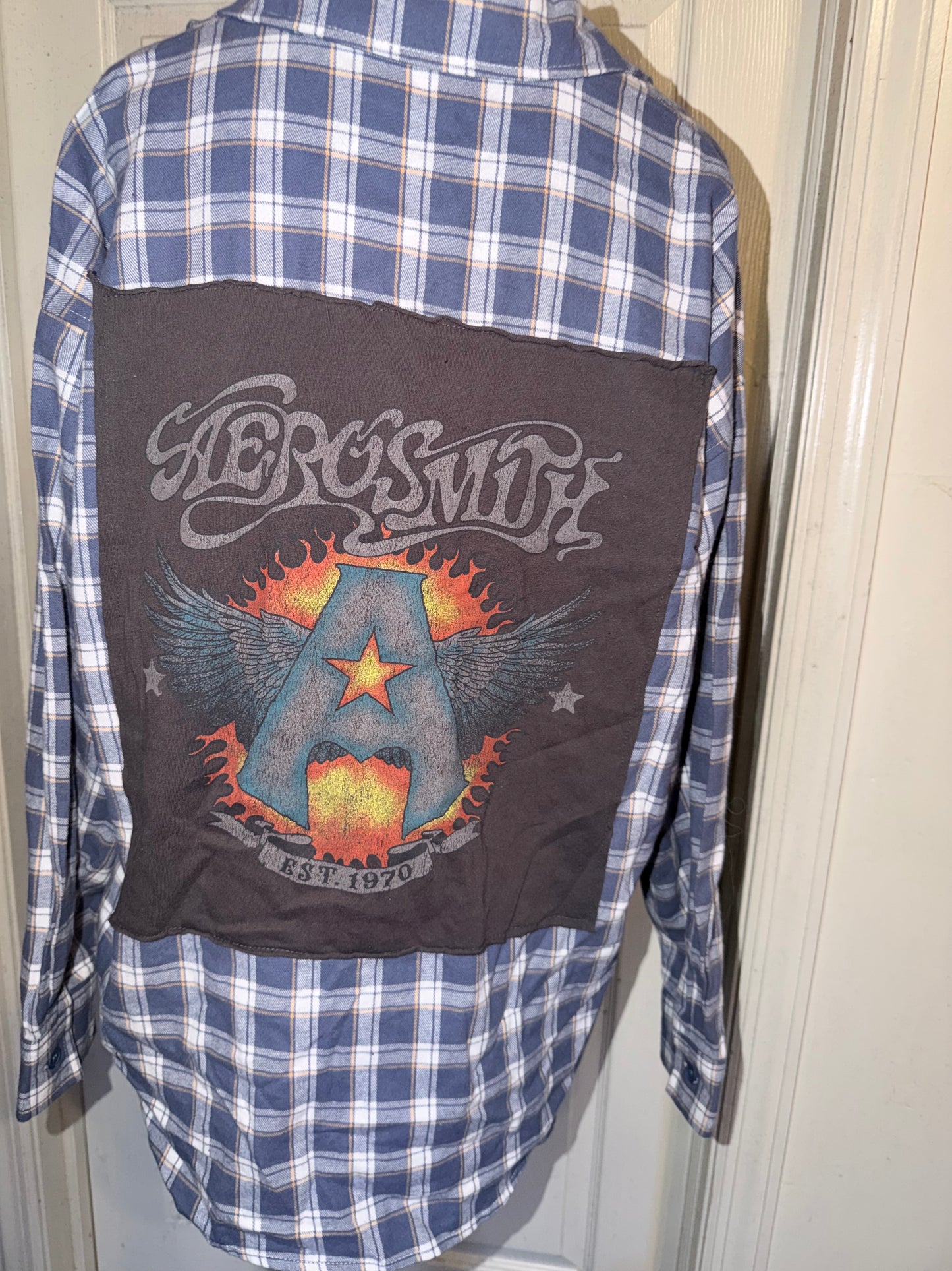Aerosmith Oversized Double Sided Distressed Flannel