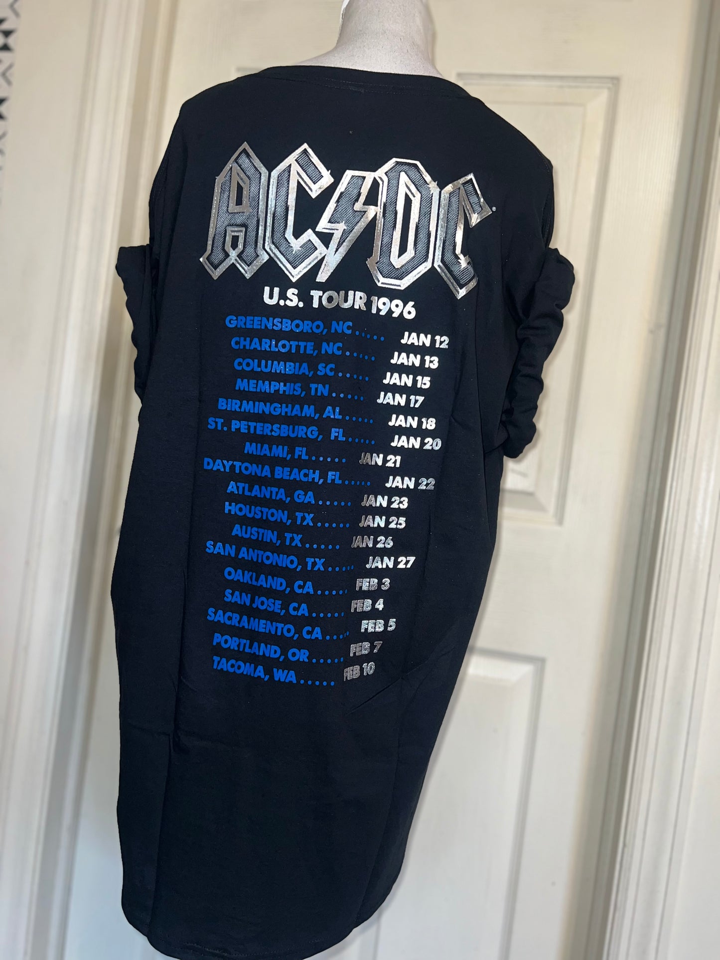 AC/DC Double Sided Oversized Distressed Tee