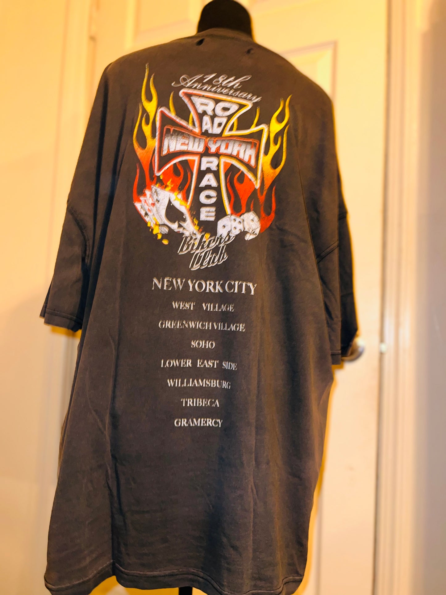 Bikers Club Road Race 18th Anniversary Vintage Oversized Distressed Tee