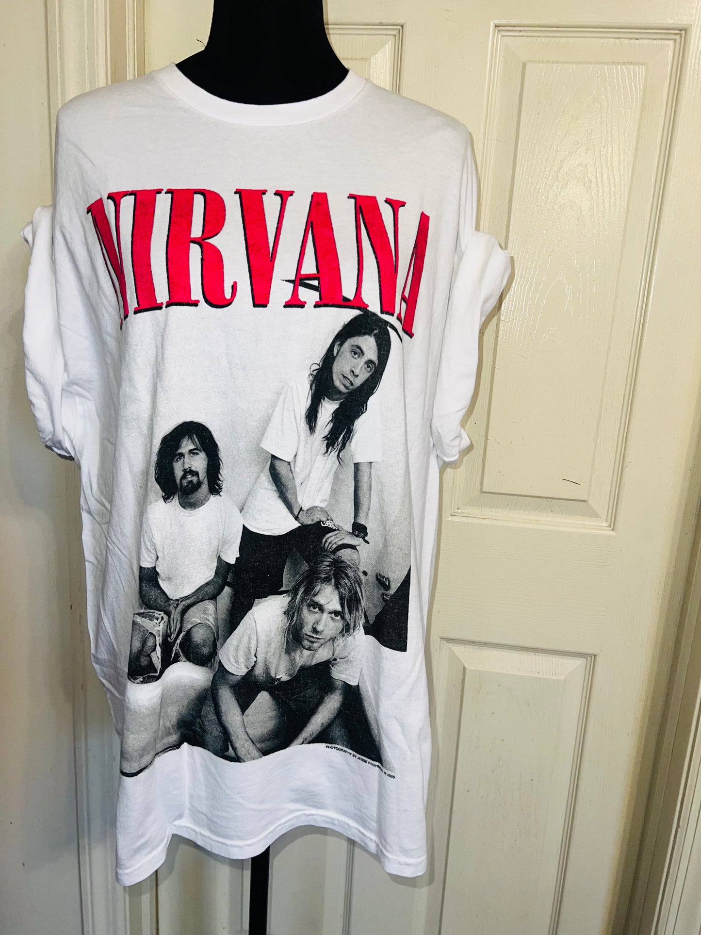 Nirvana Double Sided Oversized Distressed Tee