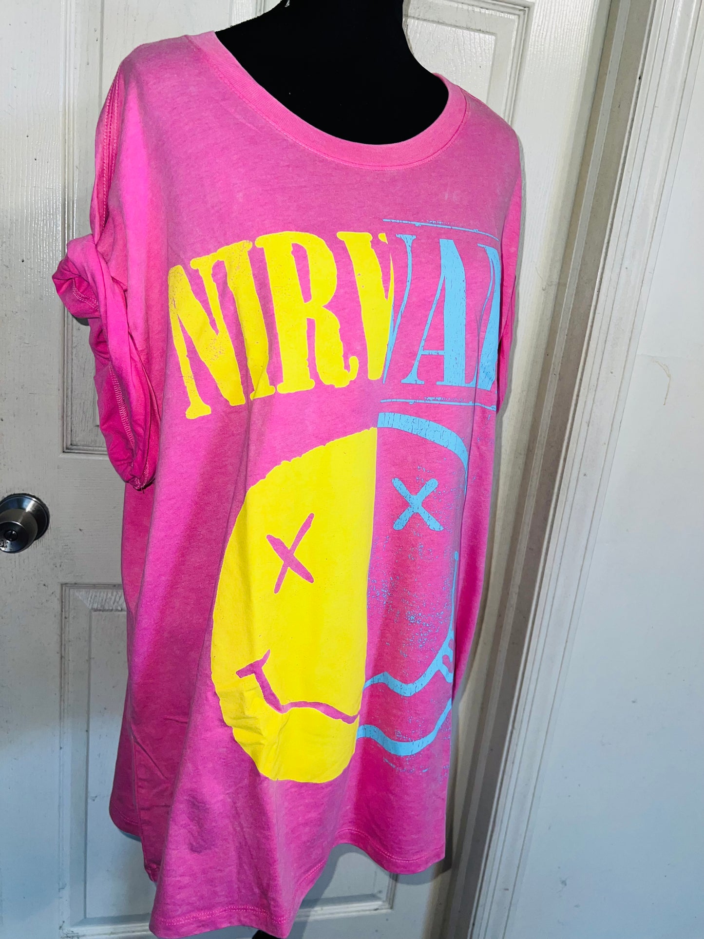 Nirvana Double Sided Oversized Distressed Tee