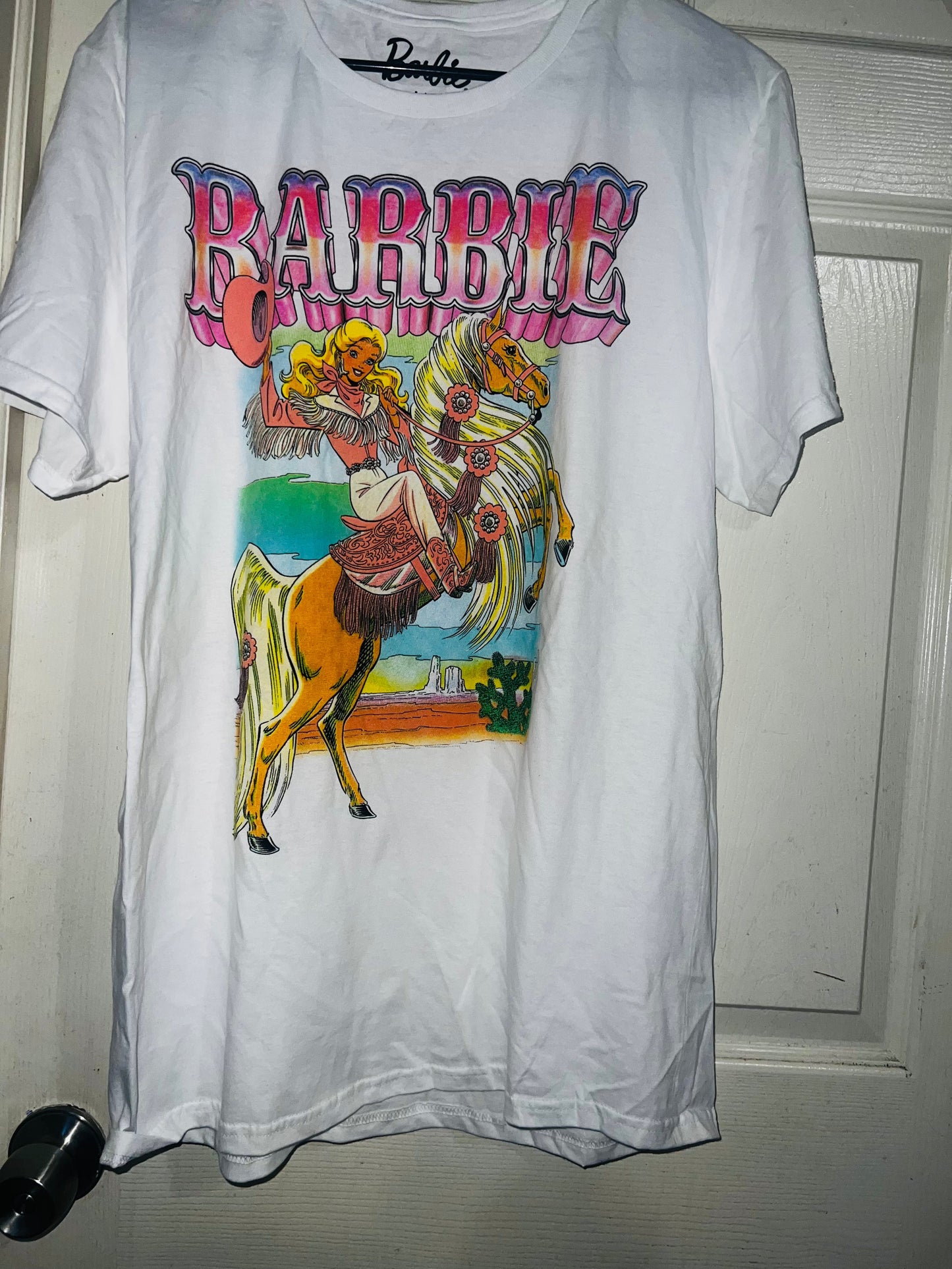 Barbie Cowgirl Oversized Distressed Tee