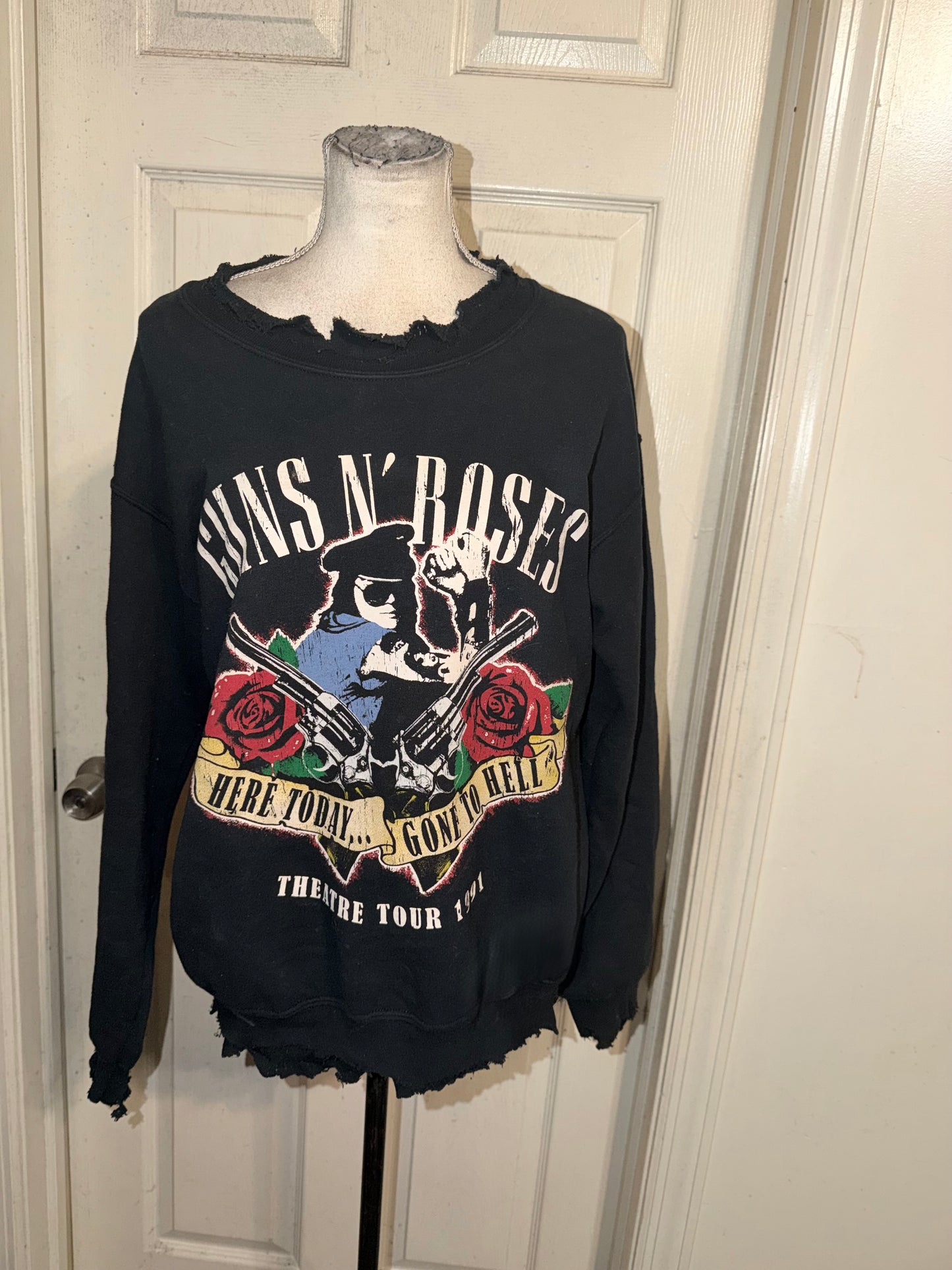 Guns N’ Roses Oversized Distressed Sweatshirt